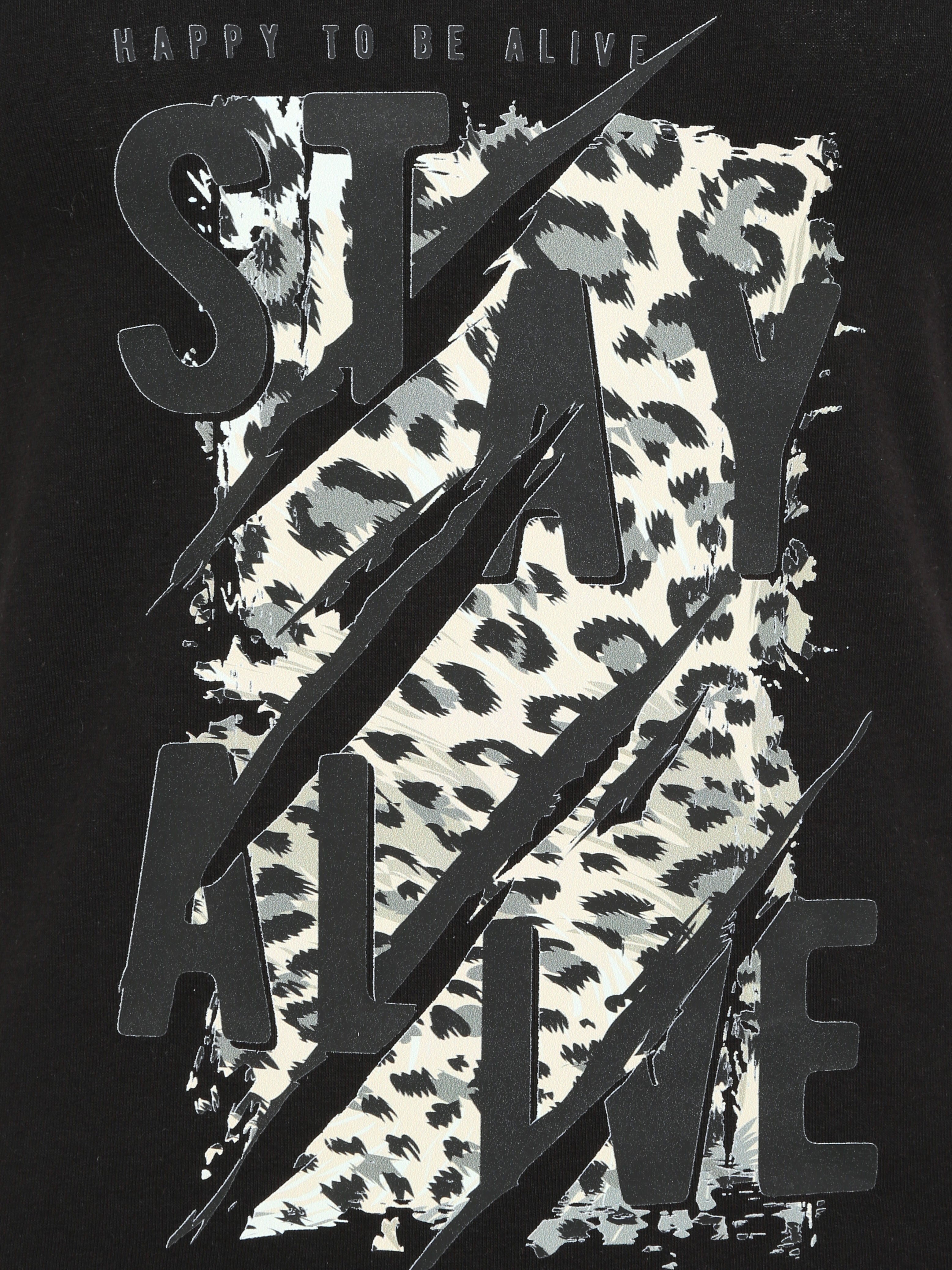 T-shirt slim à message floqué - Noir - 3