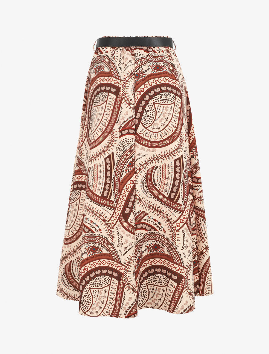 Jupe longue imprimé ethnique - Marron - 2