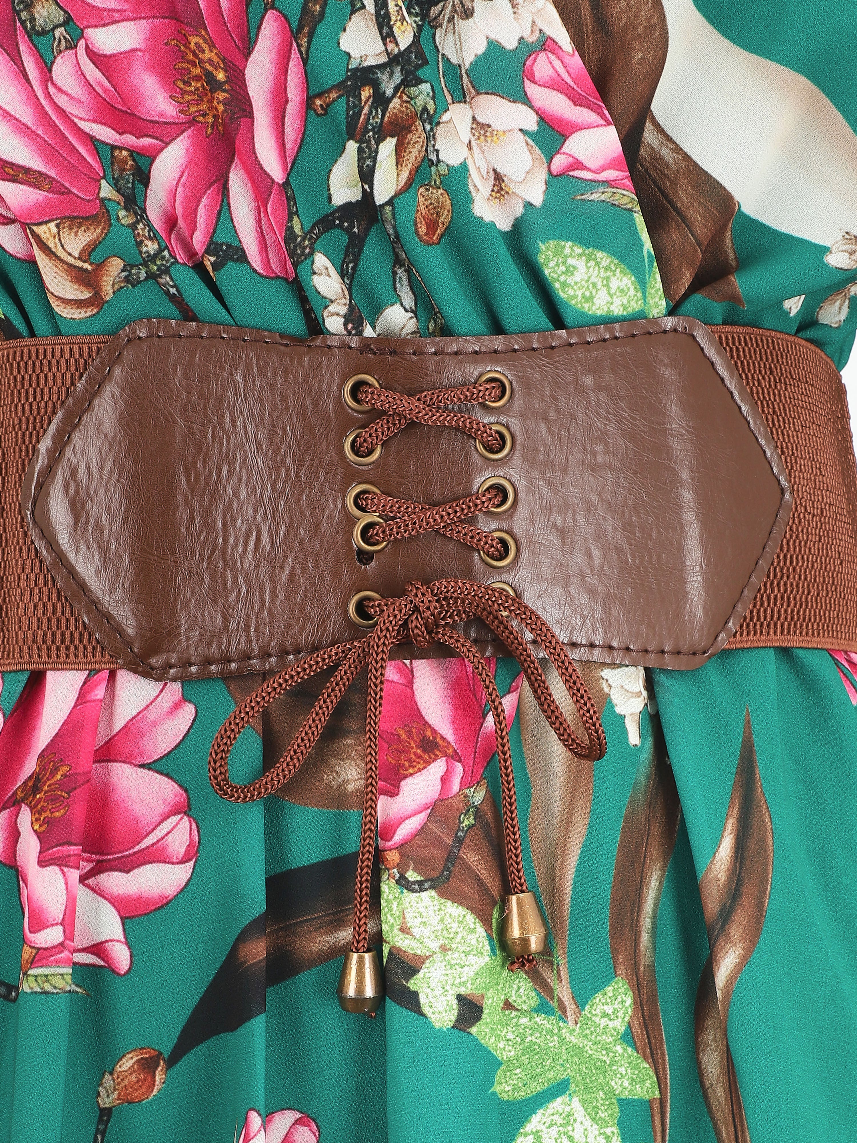 Robe col cache-coeur imprimé floral - Vert - 3