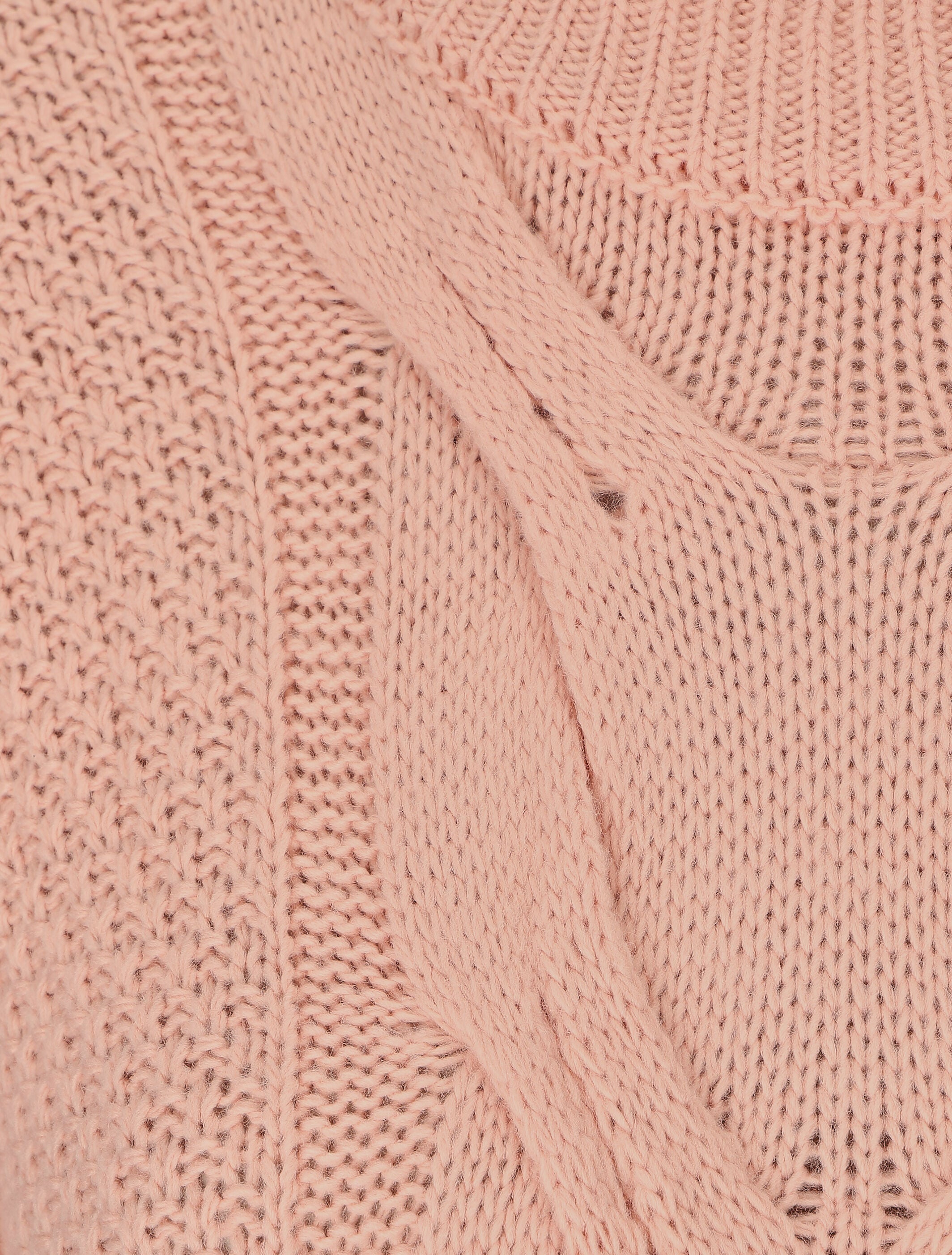 Pull torsadé et bords côtelés - Rose - 3