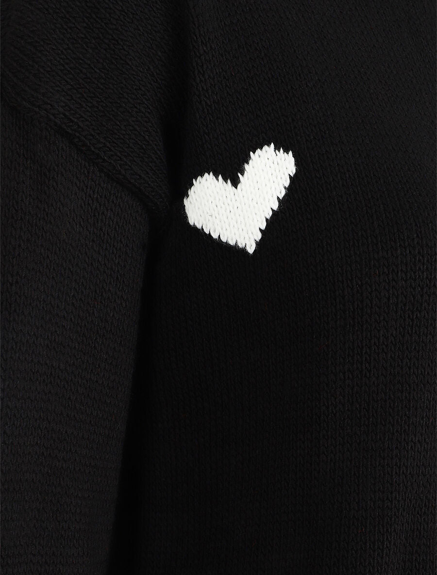 Pull droit à coeur - Noir - 3