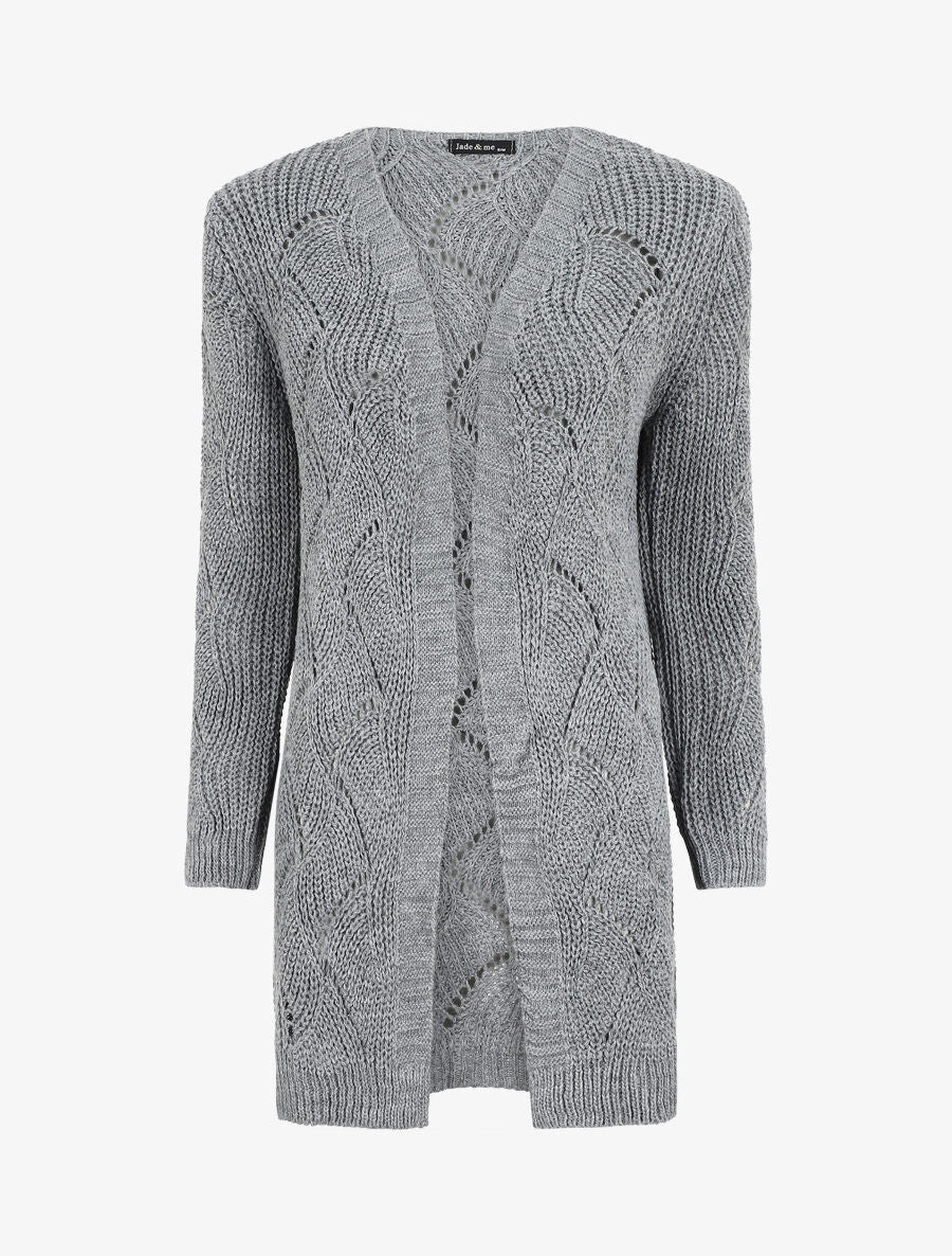 Gilet mi-long classique à bord côtelés - Gris - 1