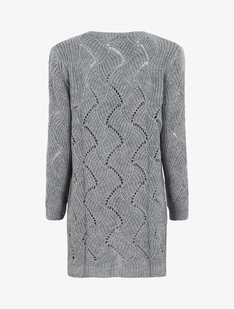 Gilet mi-long classique à bord côtelés - Gris - 2