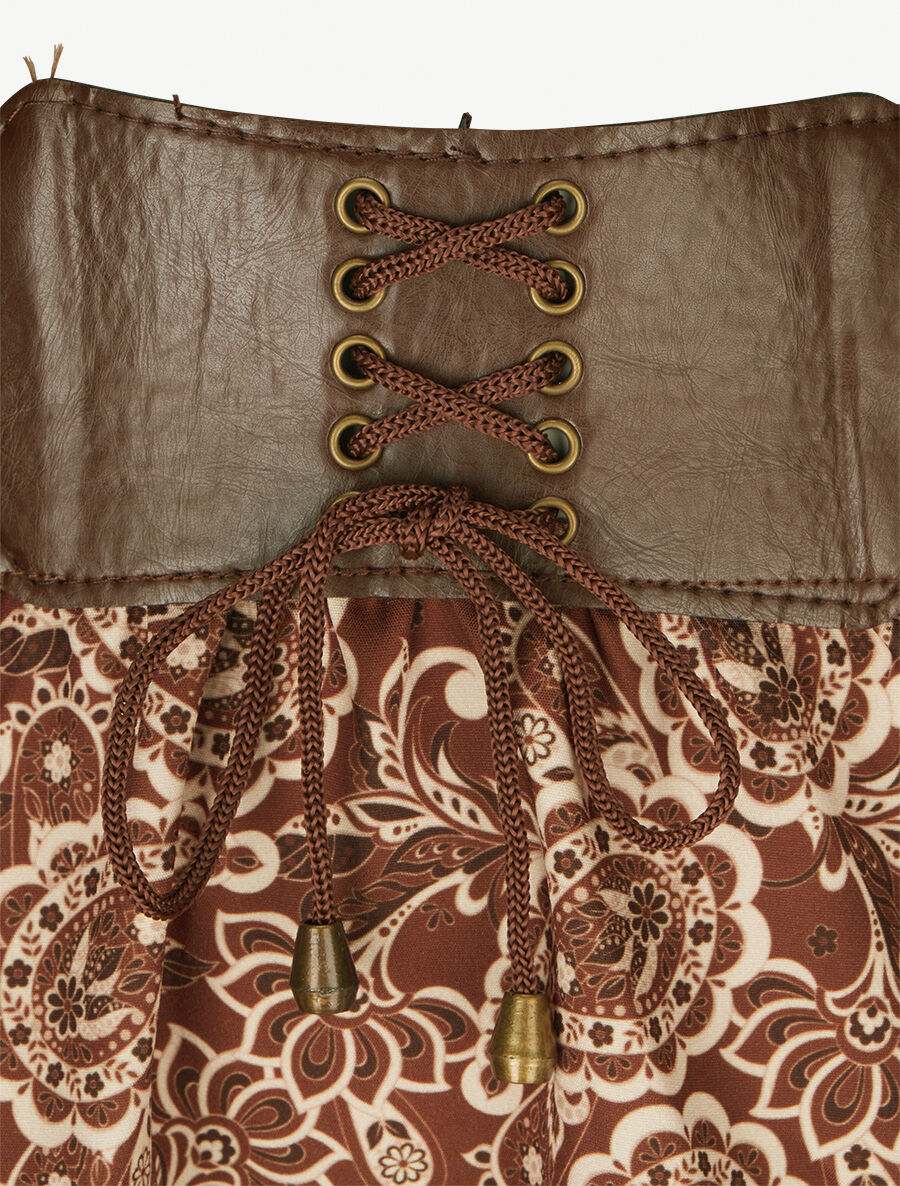 Jupe longue imprimé cachemire à taille haute - Marron - 3