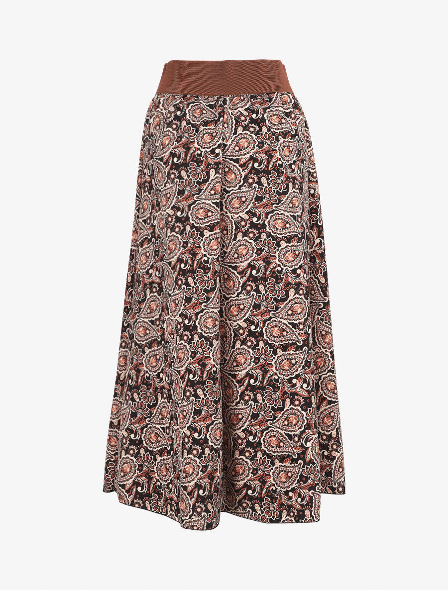 Jupe longue imprimé cachemire à taille haute - Noir - 2