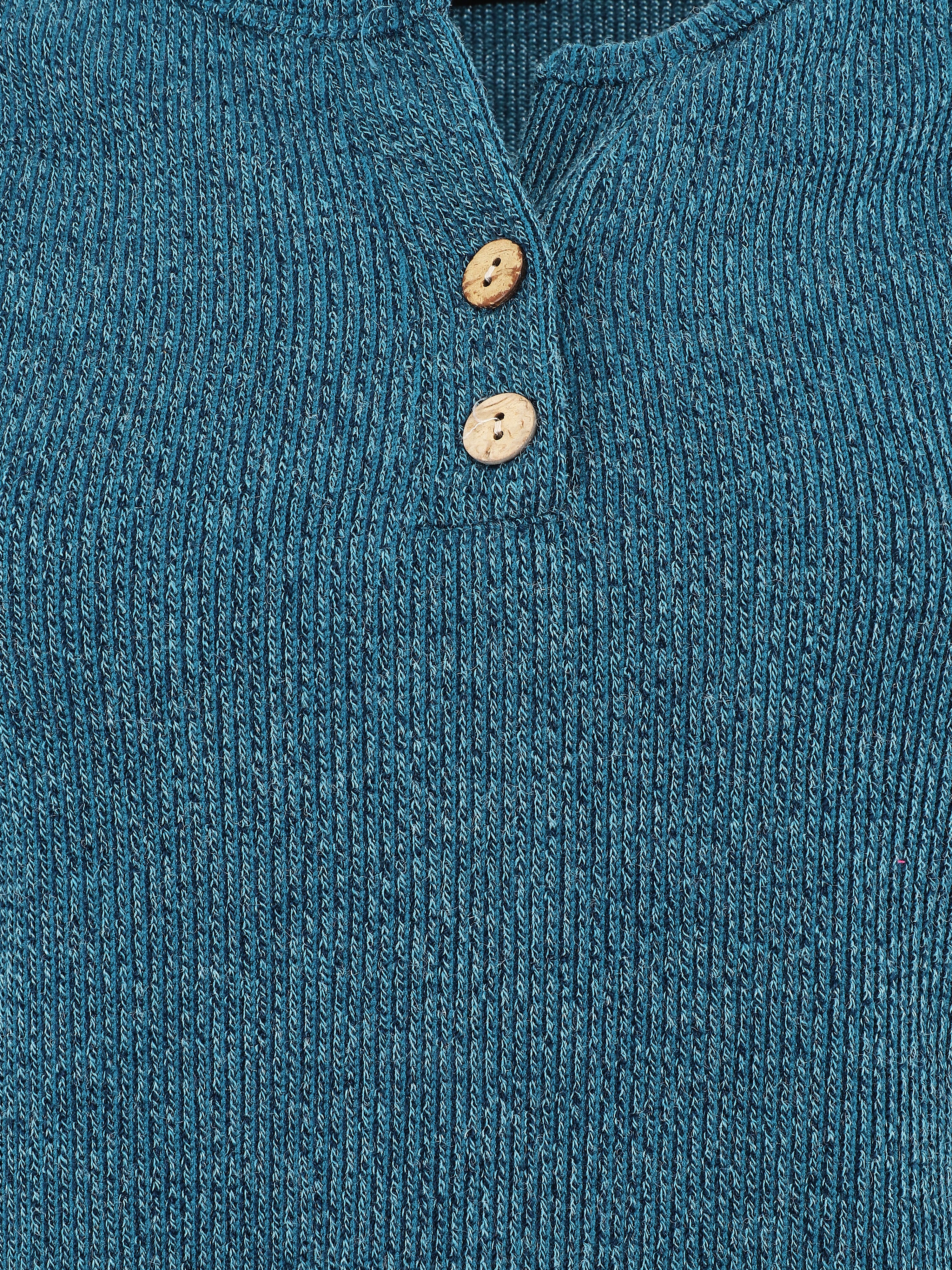 Pull côtelé à boutons - Bleu canard - 3