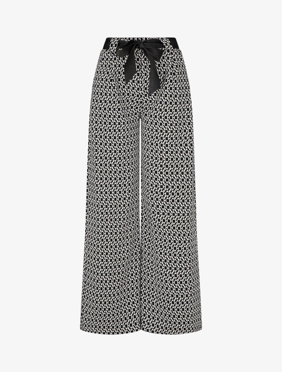 Pantalon coupe ample à imprimé graphique - Noir/blanc - 4