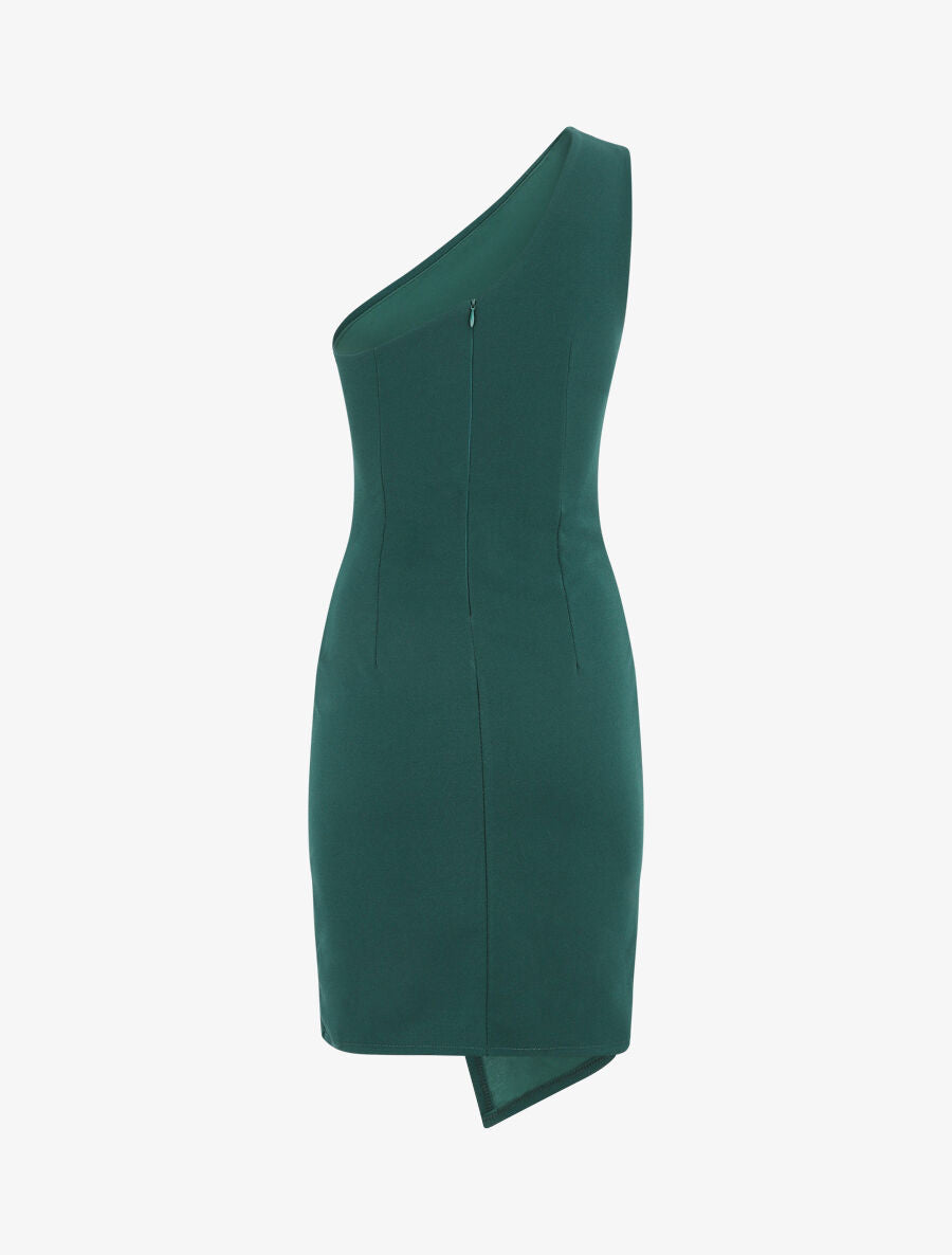 Robe à bretelles asymétriques effet drapé - Vert sapin - 3