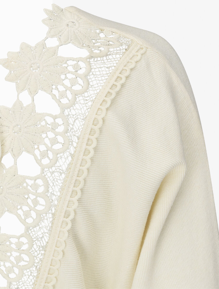 Robe pull mi-longue à broderies au dos - Beige - 3