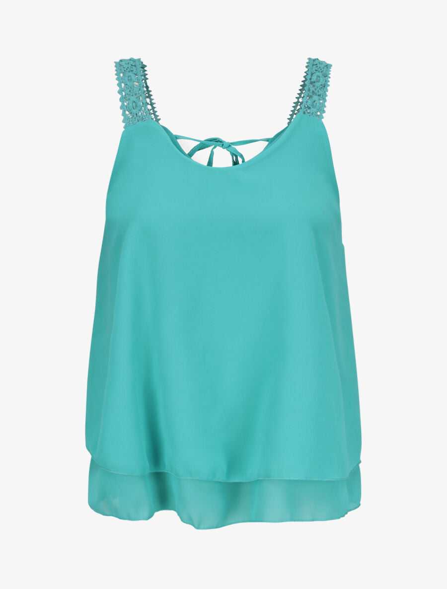 Top en voile fin transparent - Turquoise - 4