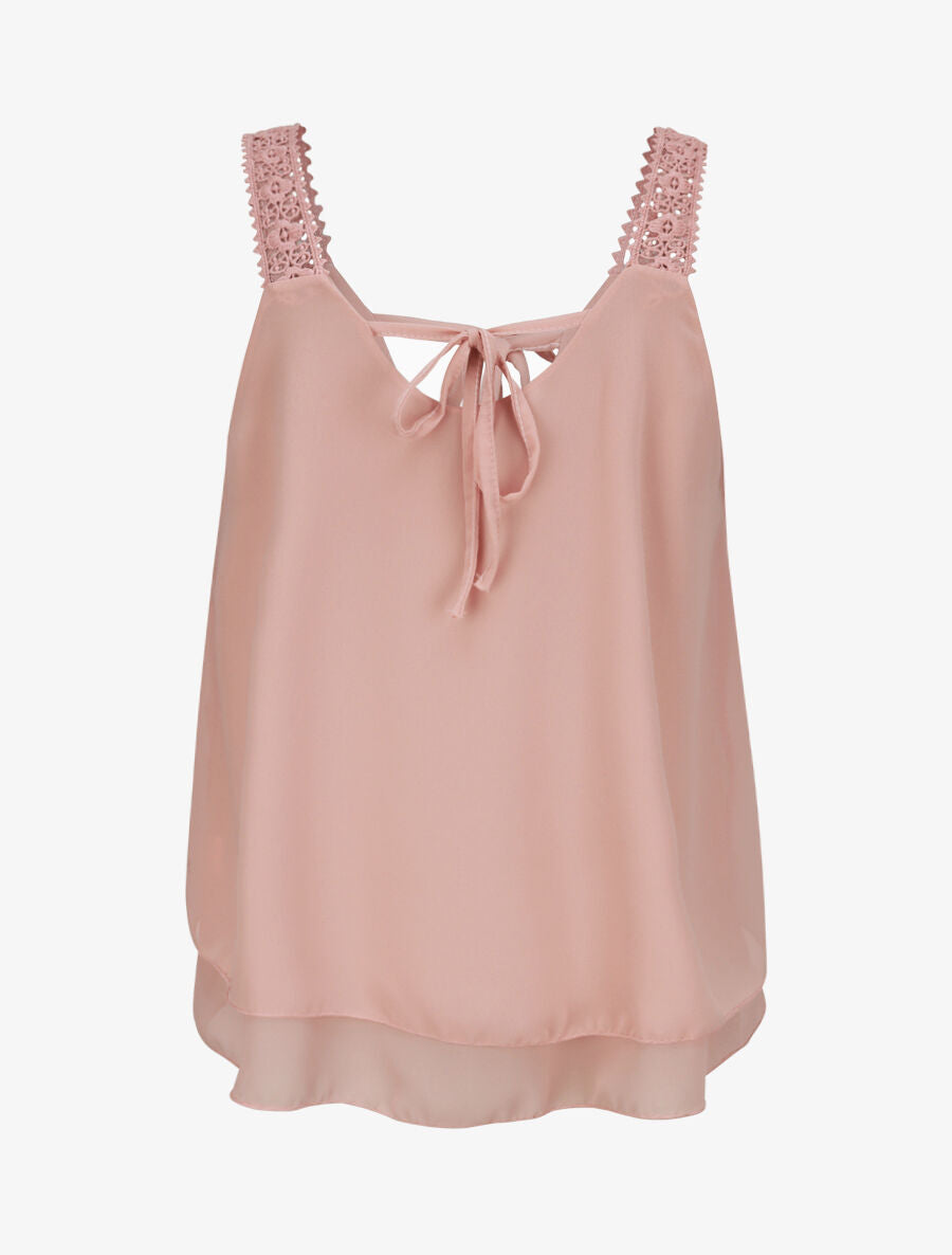 Top en voile fin transparent - Rose poudré - 2