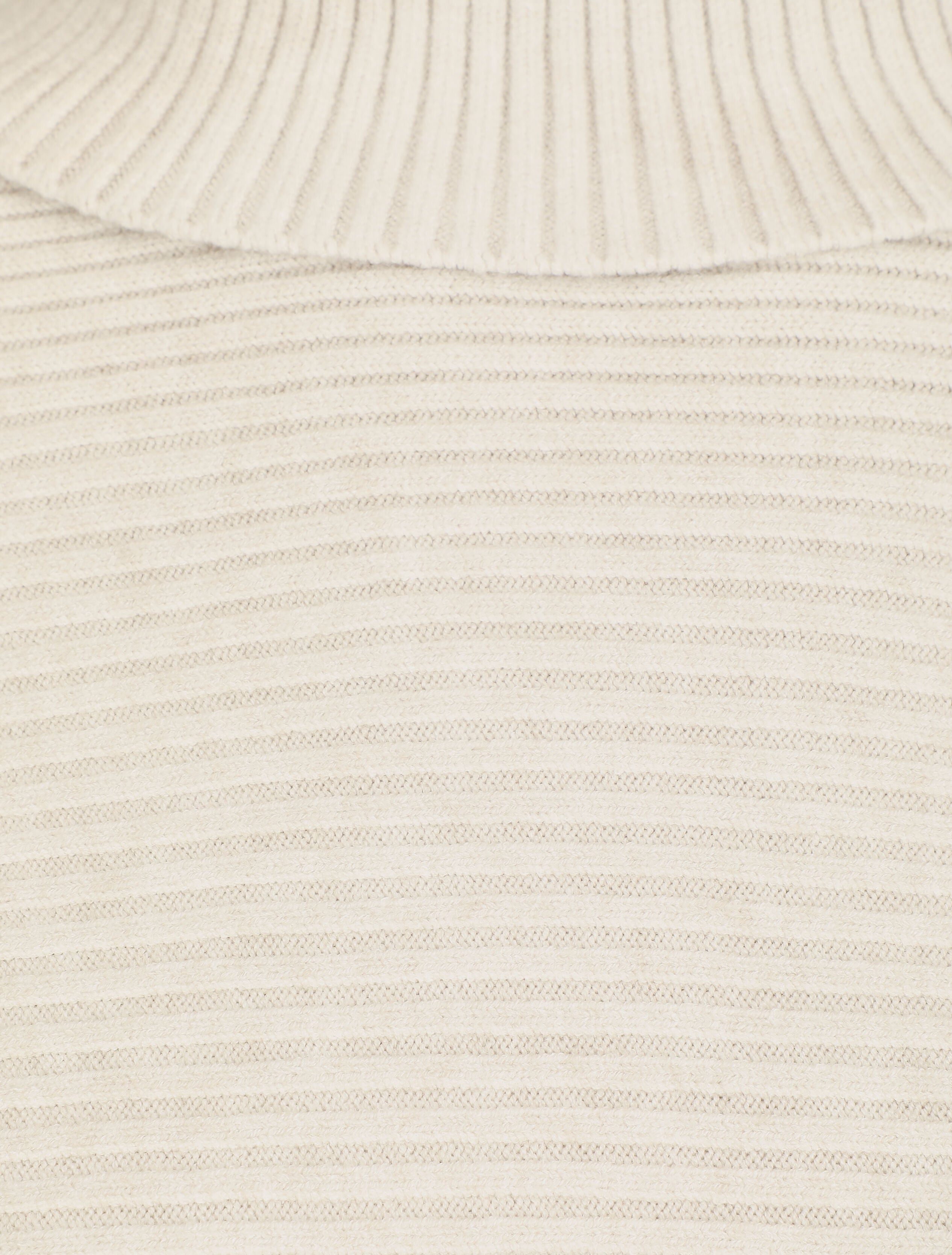 Pull droit côtelé à col roulé - Beige - 3