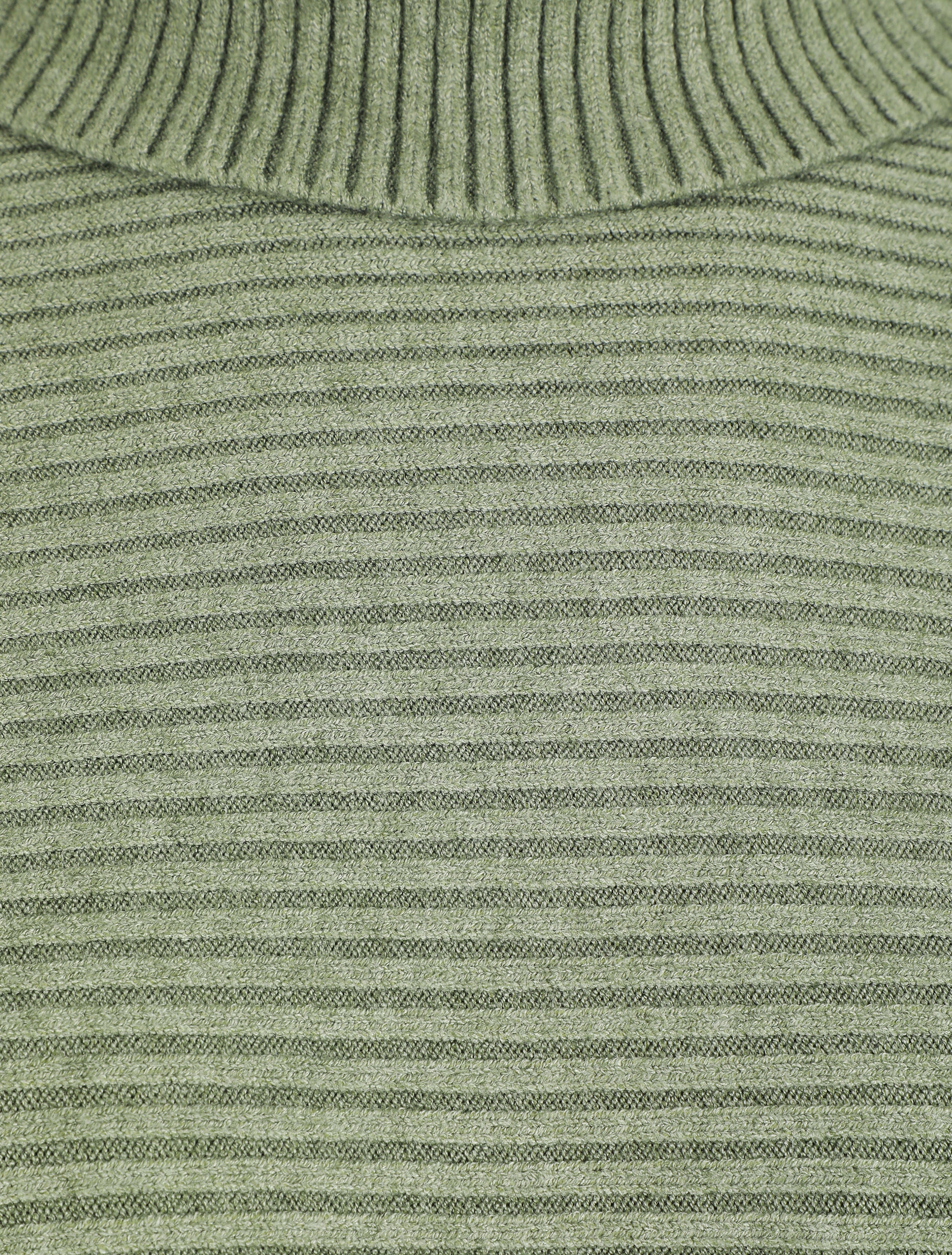 Pull droit côtelé à col roulé - Vert olive - 3