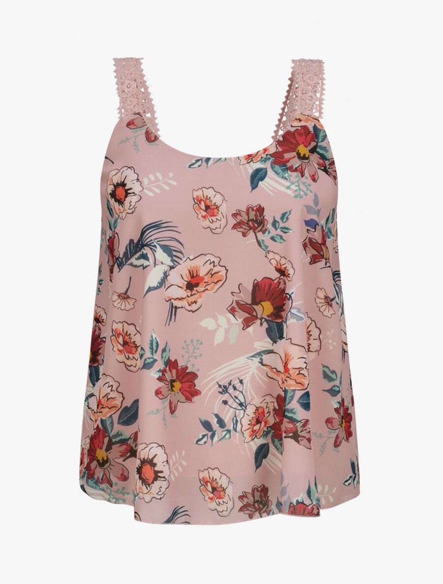 Top en voile imprimé fleurs d&