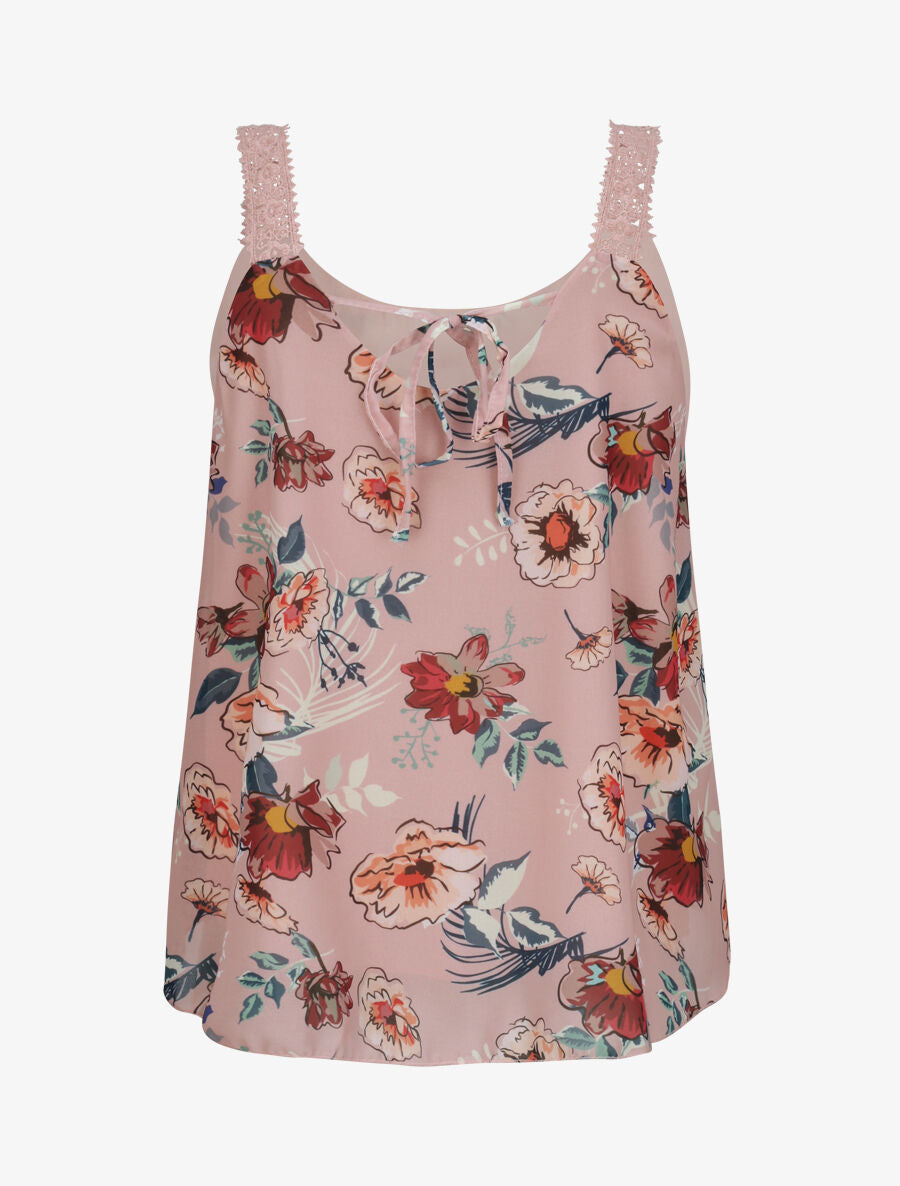 Top en voile imprimé fleurs d&