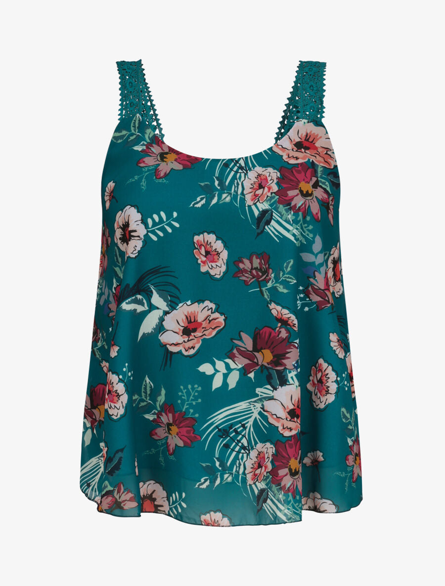 Top en voile imprimé fleurs d&