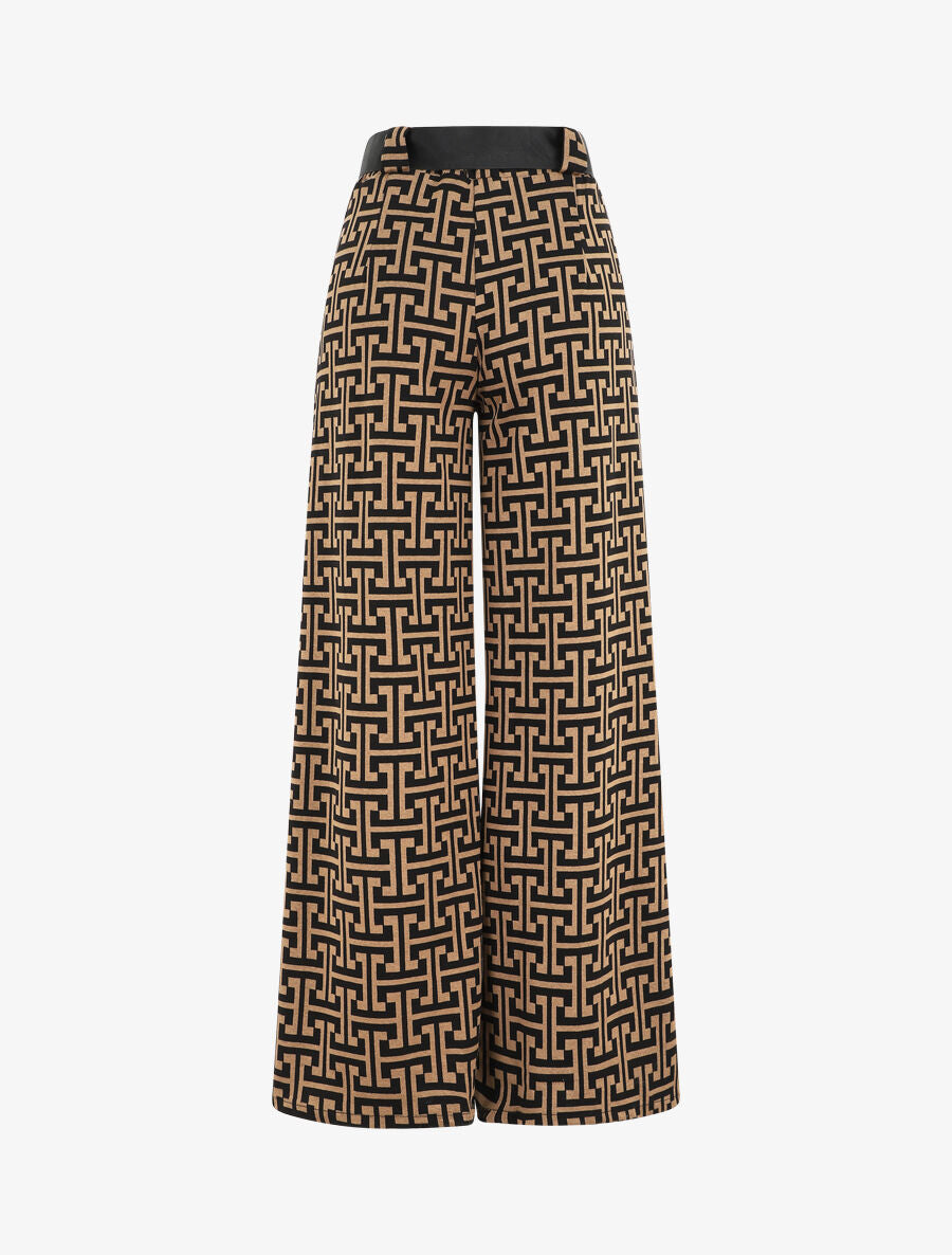 Pantalon ample à imprimé graphique - Camel - 2