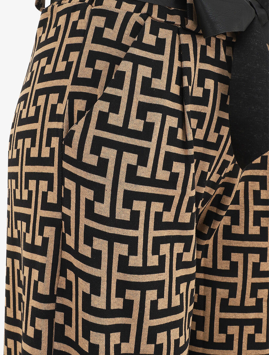 Pantalon ample à imprimé graphique - Camel - 3