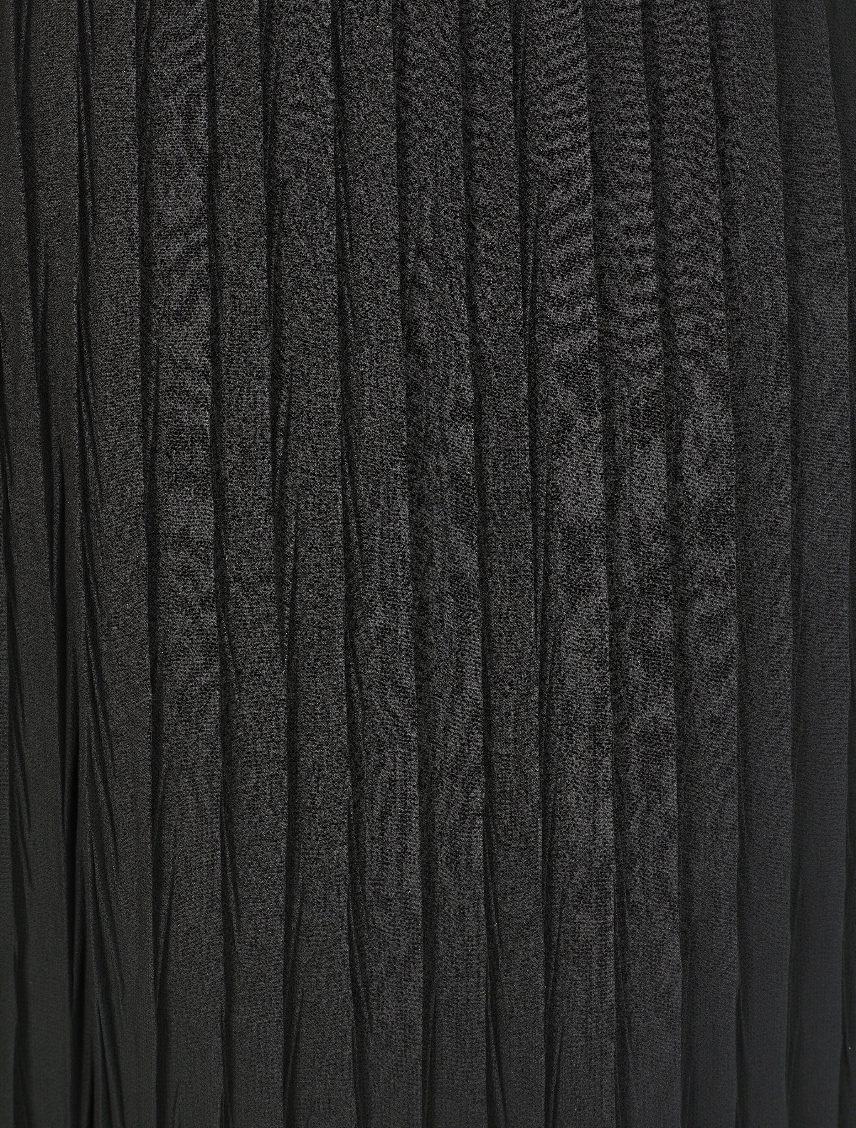 Robe longue à jupe et manches plissées - Noir - 3