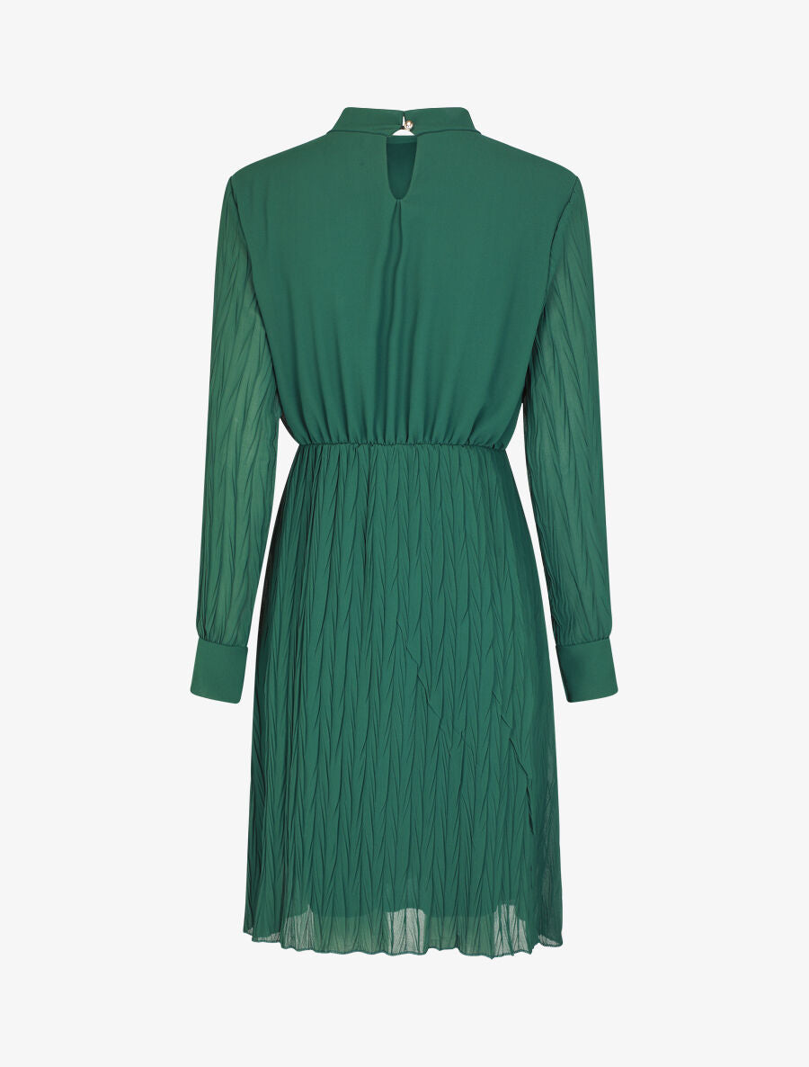 Robe longue à jupe et manches plissées - Vert sapin - 2