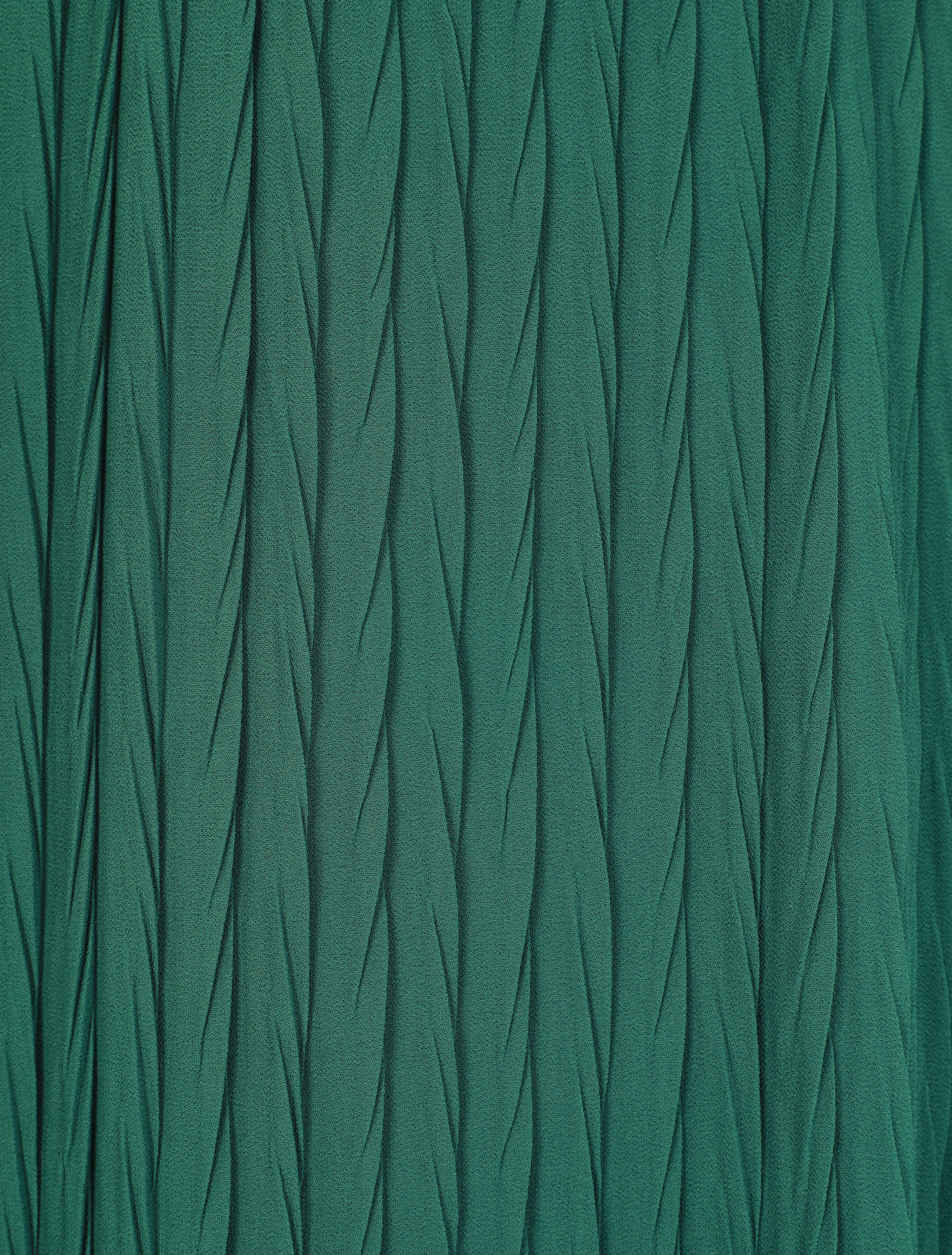 Robe longue à jupe et manches plissées - Vert sapin - 3