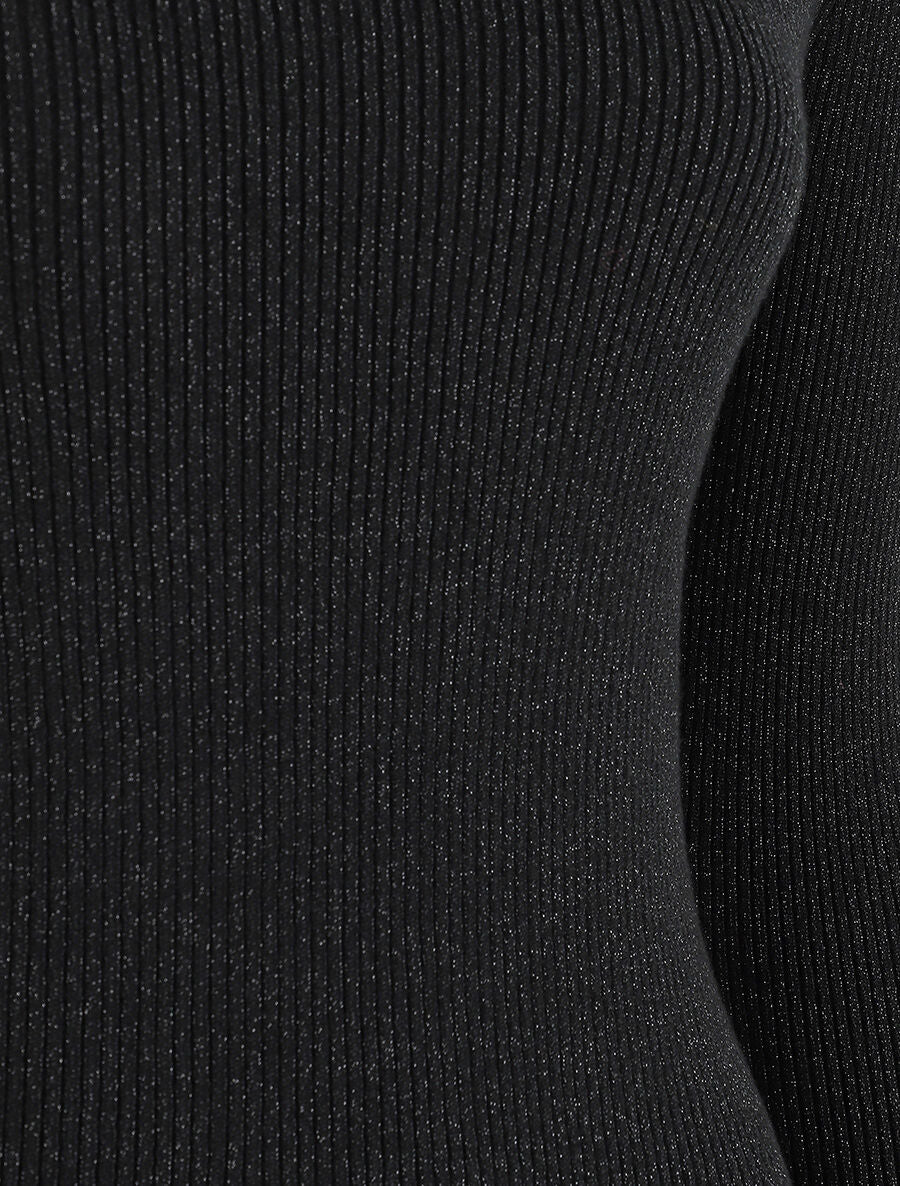Pull col roulé ajusté et irisé - Noir - 3