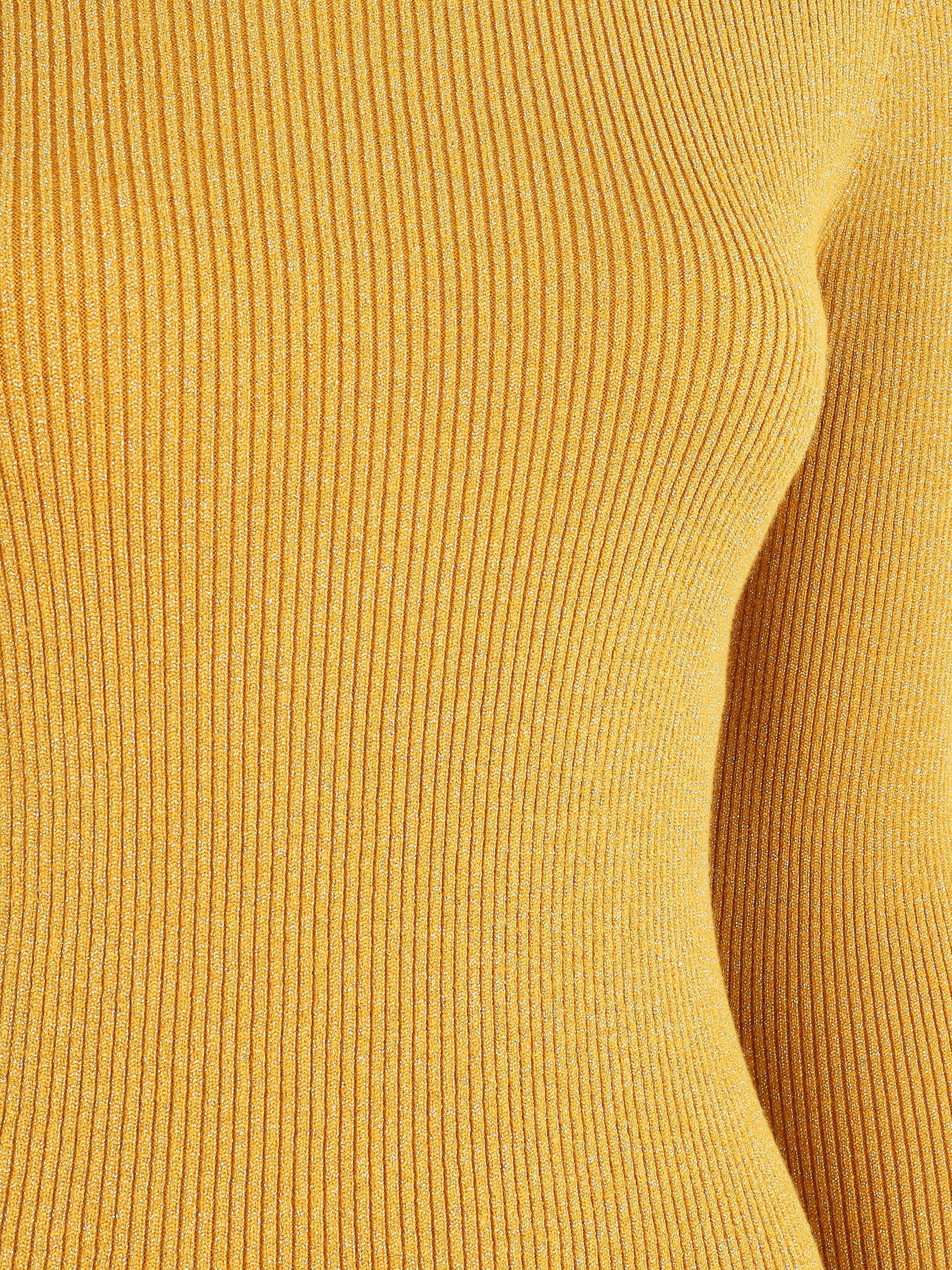 Pull col roulé ajusté et irisé - Moutarde - 3