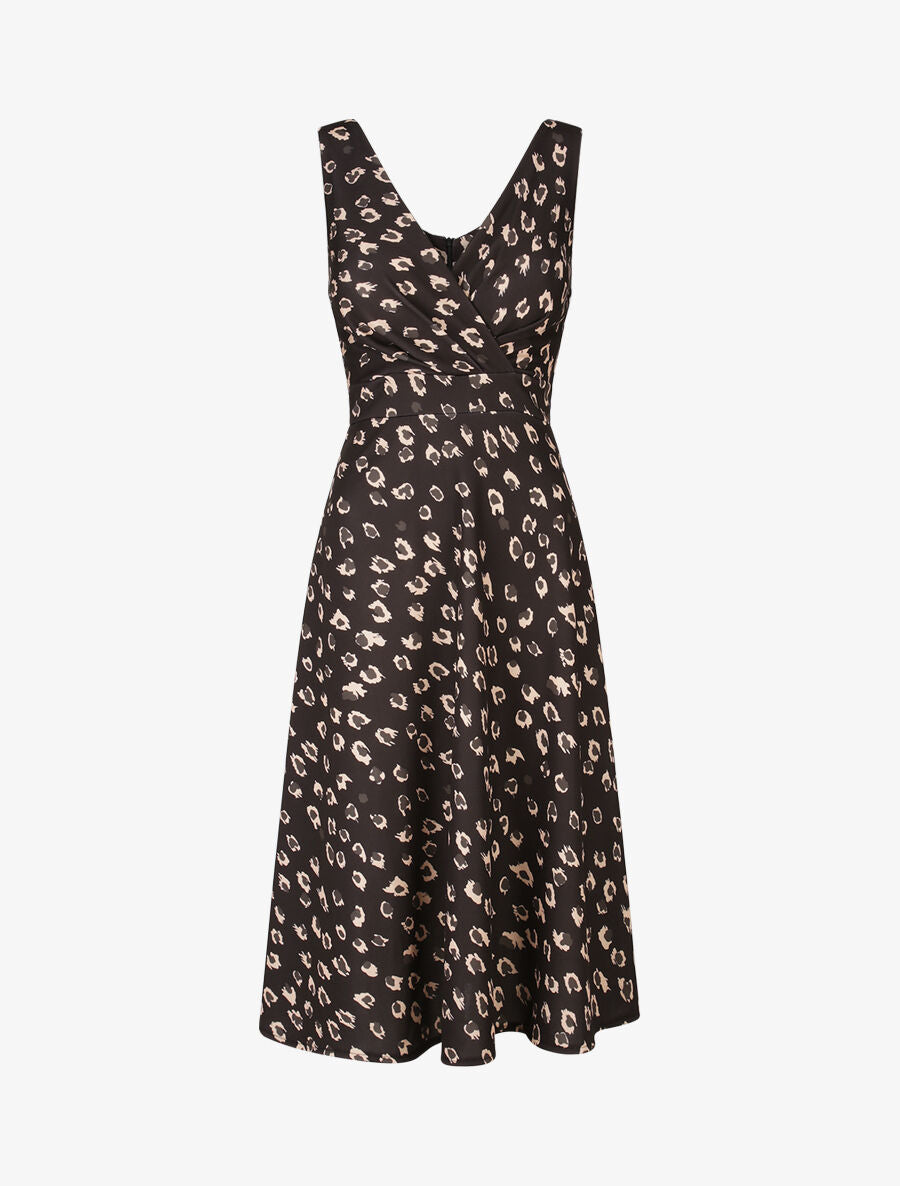 Robe midi imprimé léopard - Noir - 4