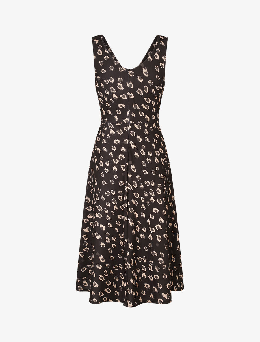 Robe midi imprimé léopard - Noir - 2