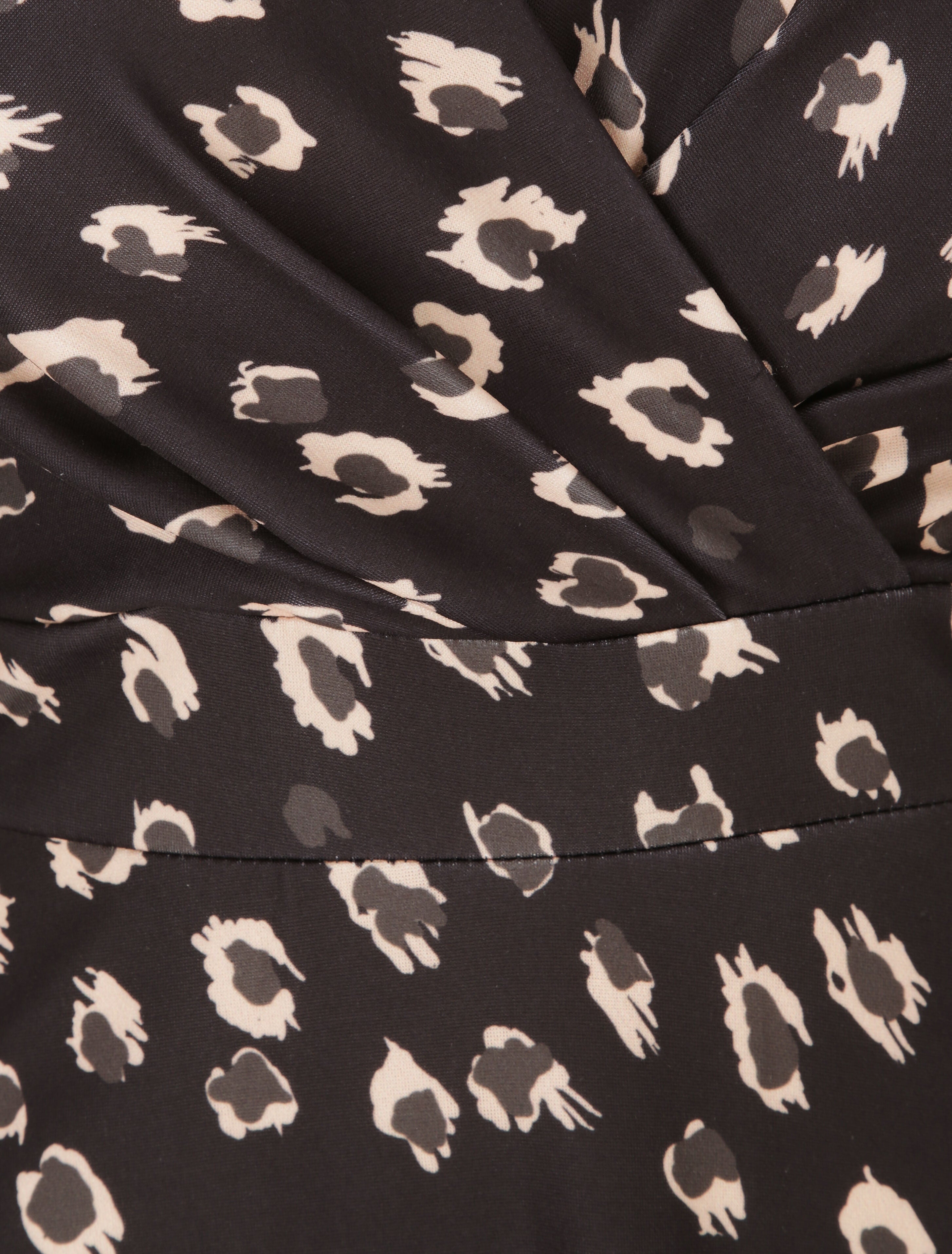 Robe midi imprimé léopard - Noir - 3