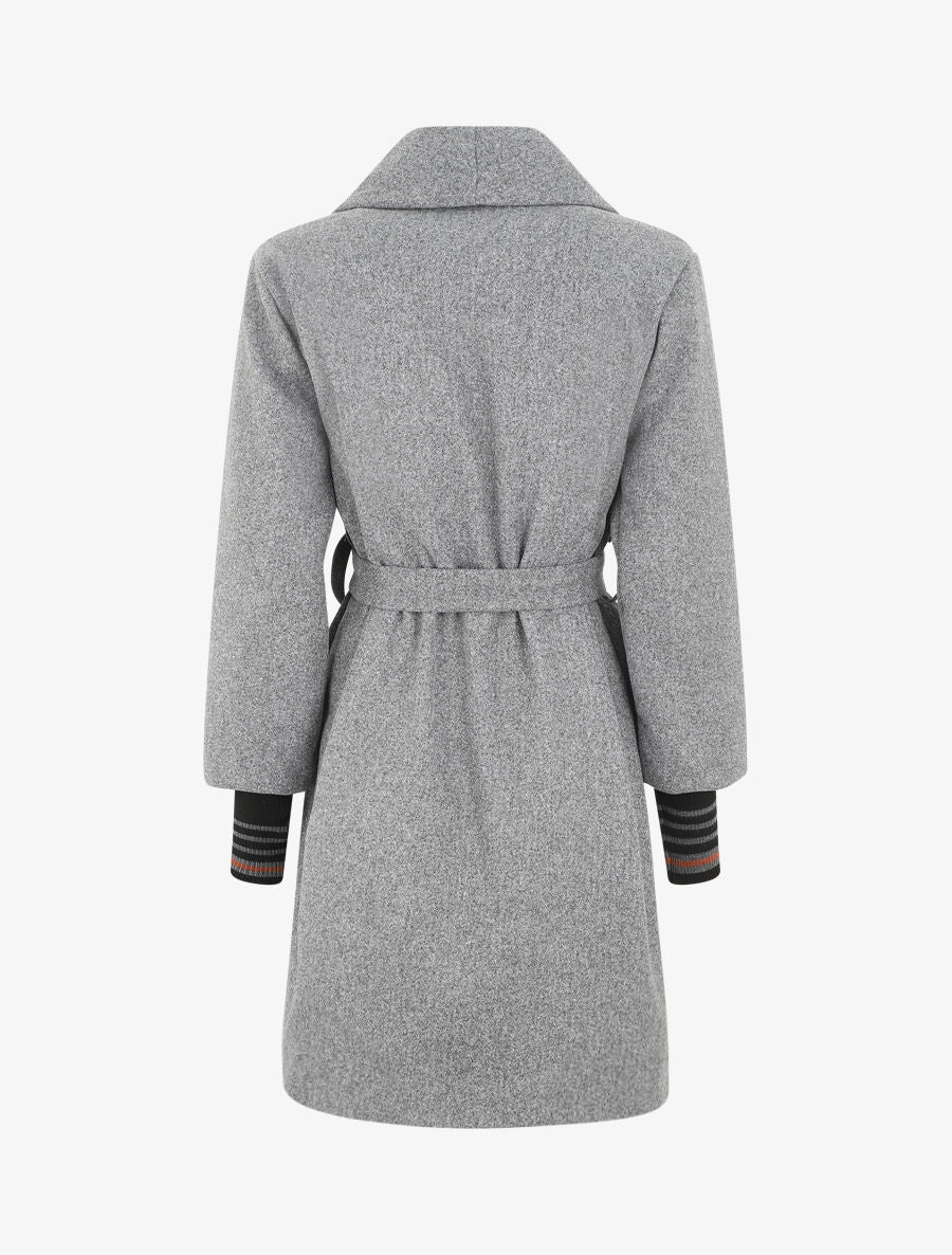 Manteau à poignets empiécés - Gris chiné - 2