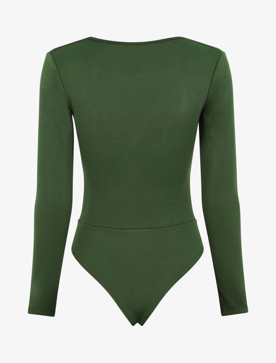 Body uni à col V - Vert sapin - 2