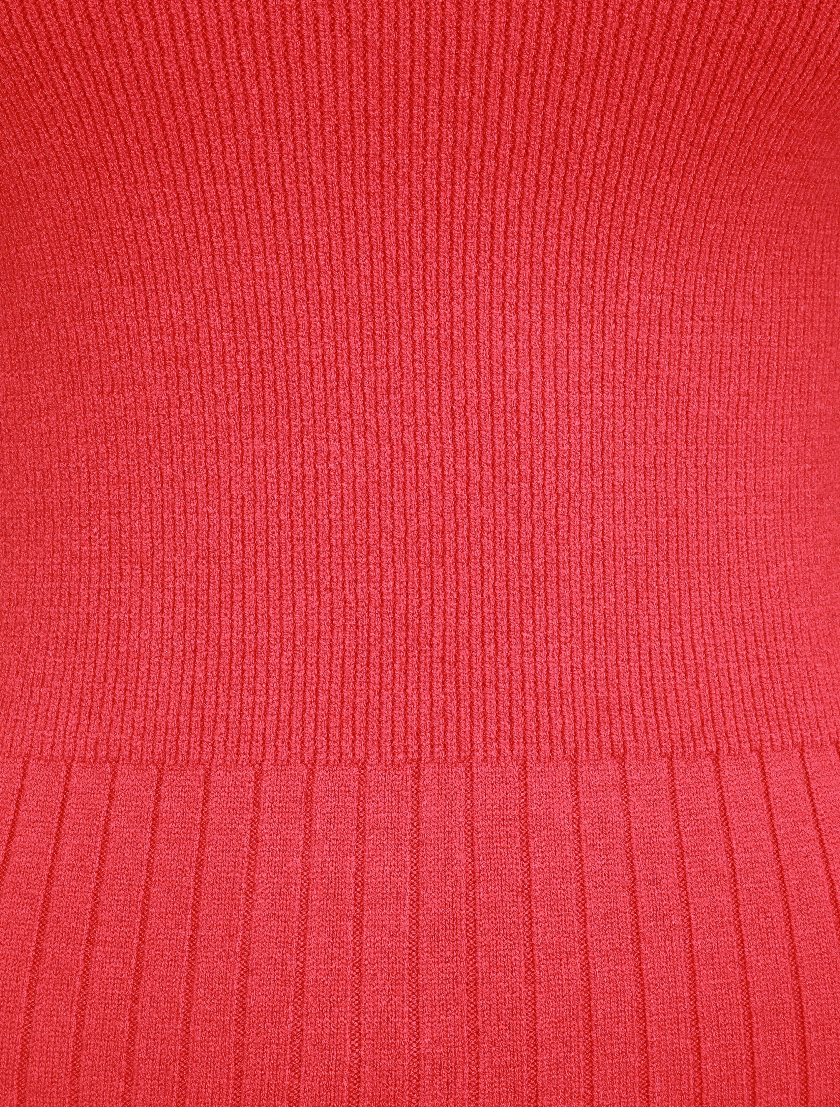 Pull uni côtelé à col montant - Rouge framboise - 3