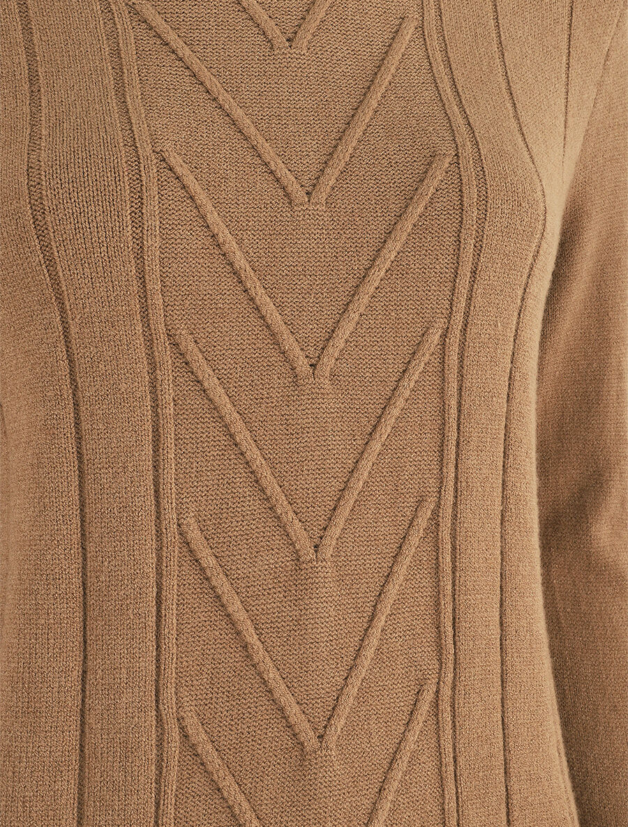 Pull doux à col montant - Camel - 3
