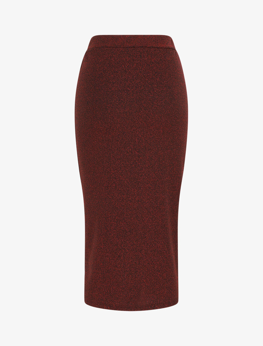 Jupe longue fendue pailletée - Rouge - 2