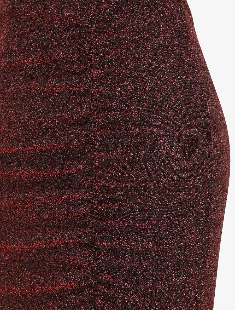 Jupe longue fendue pailletée - Rouge - 3