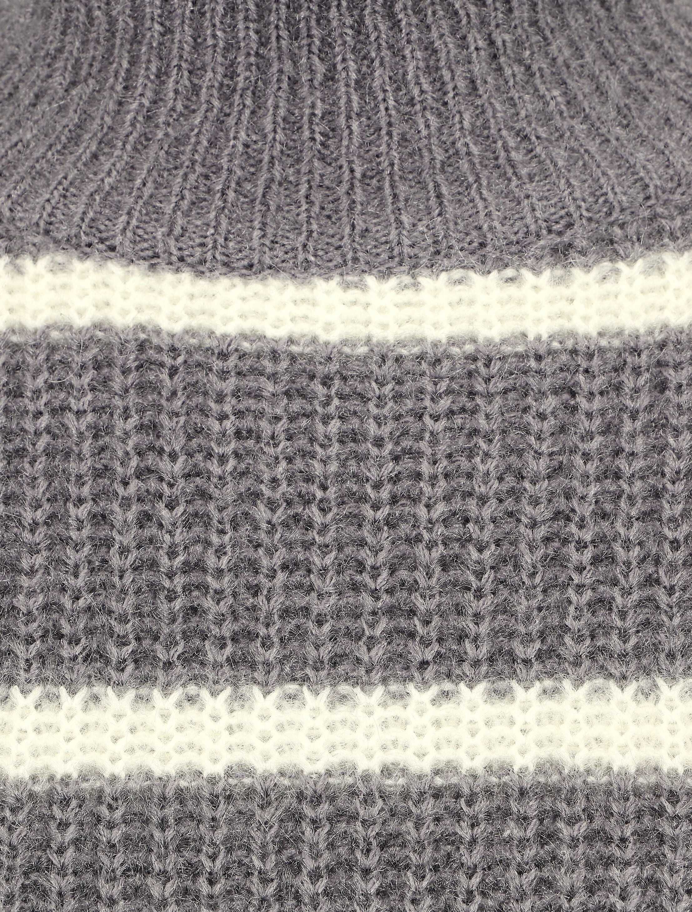 Pull duveteux rayé et col montant - Gris foncé - 3