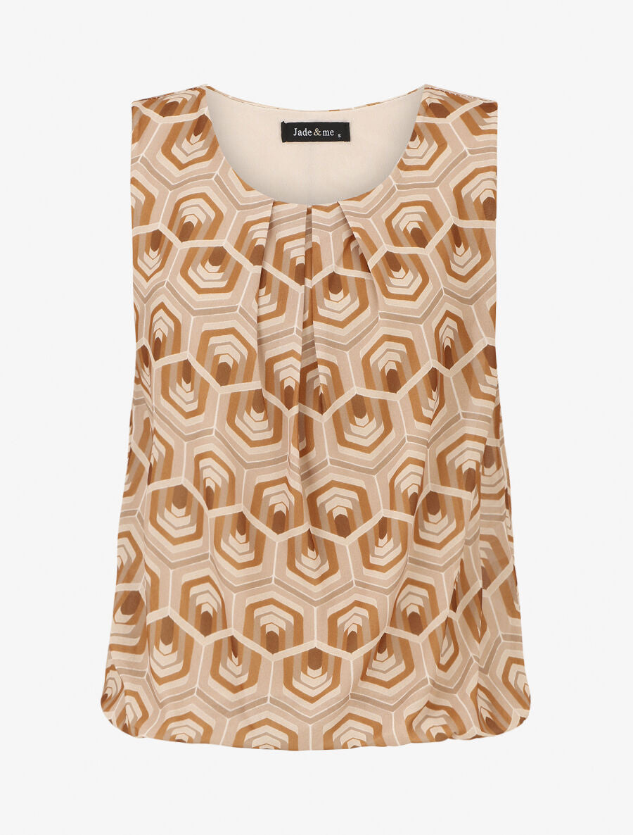 Top sans manches imprimé graphique - Camel/beige - 1