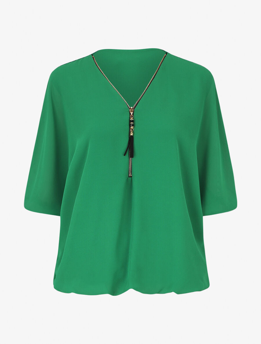 Blouse unie en voile - Vert - 5