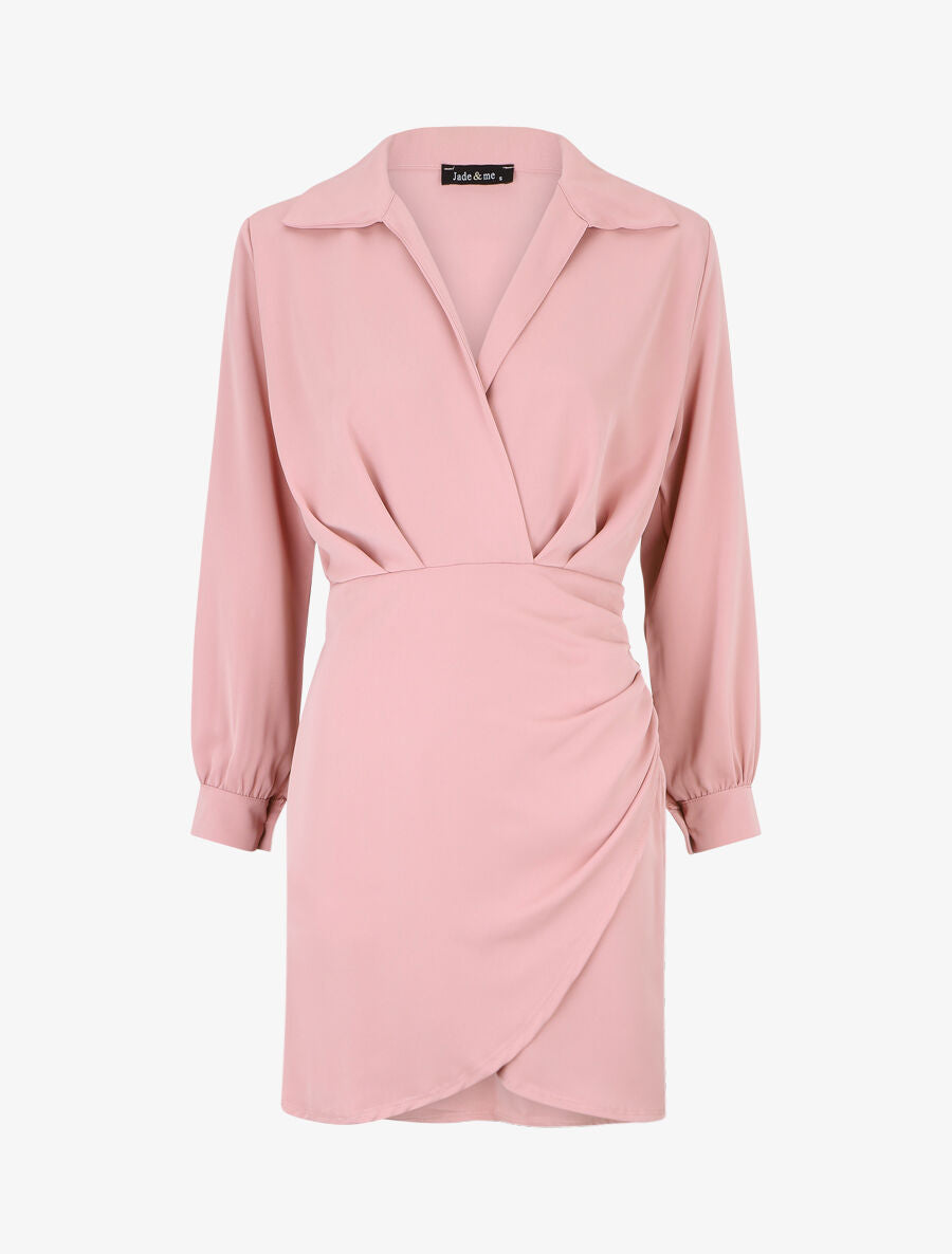 Robe courte élastiquée - Rose - 1