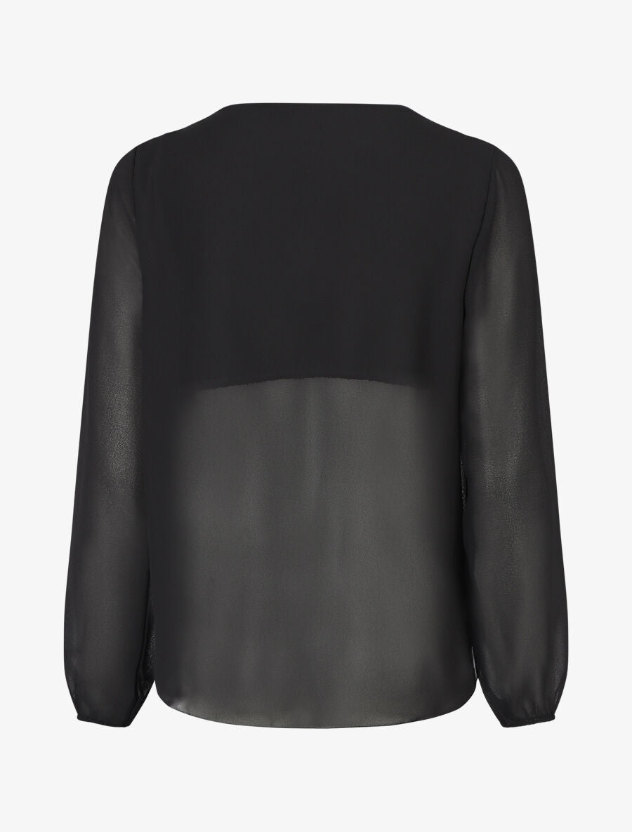 Blouse oversize à col cache coeur - Noir - 2