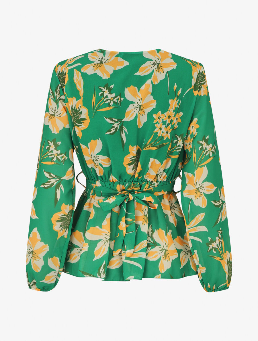 Blouse cache-coeur à imprimé fleuri - Vert - 2