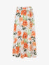 Jupe longue élastiquée imprimé fleurs - Orange - 4