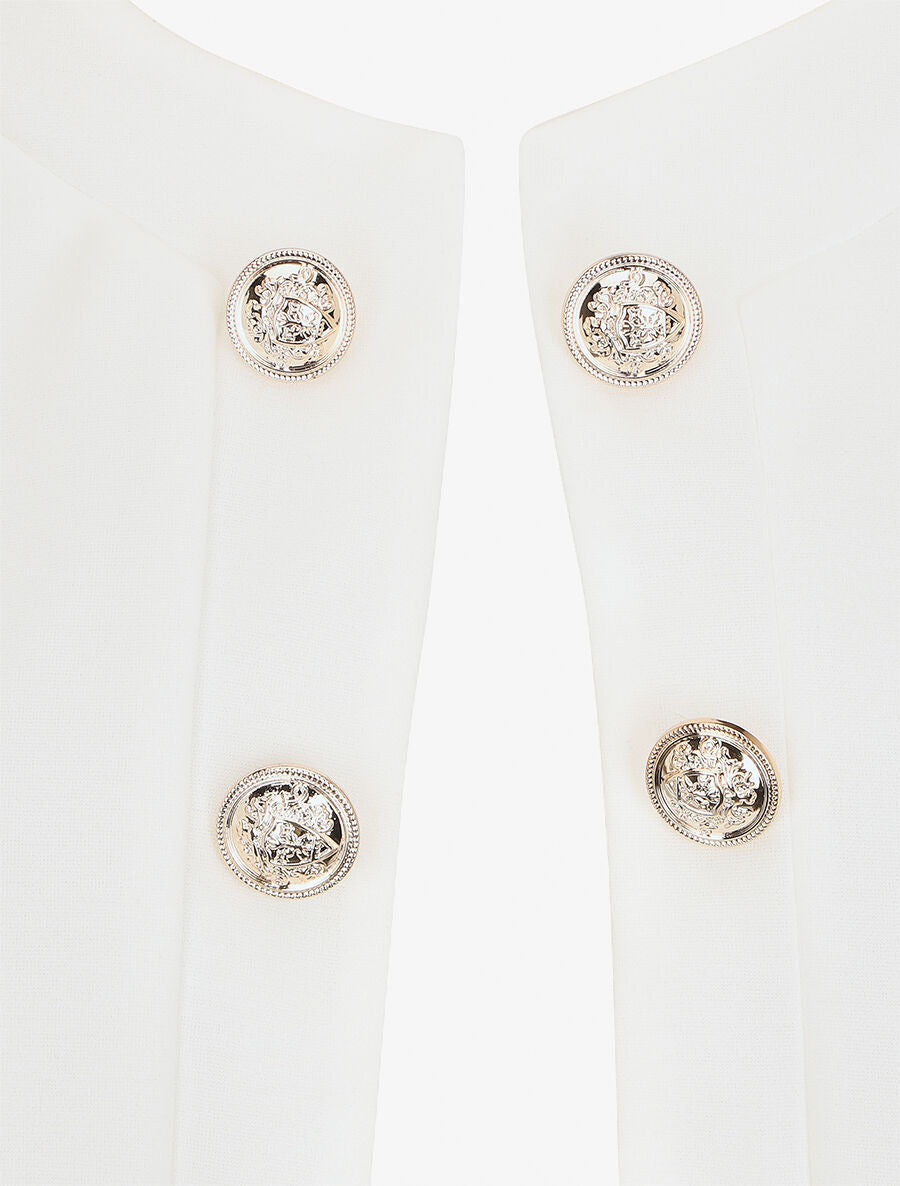 Veste droite boutonnée unie - Blanc - 3