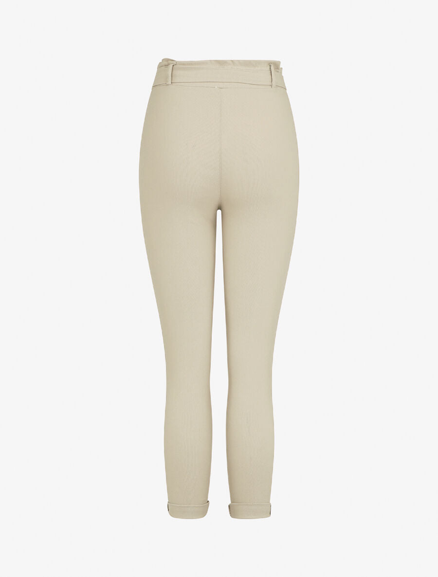 Pantalon paper bag slim taille haute - Beige - 2