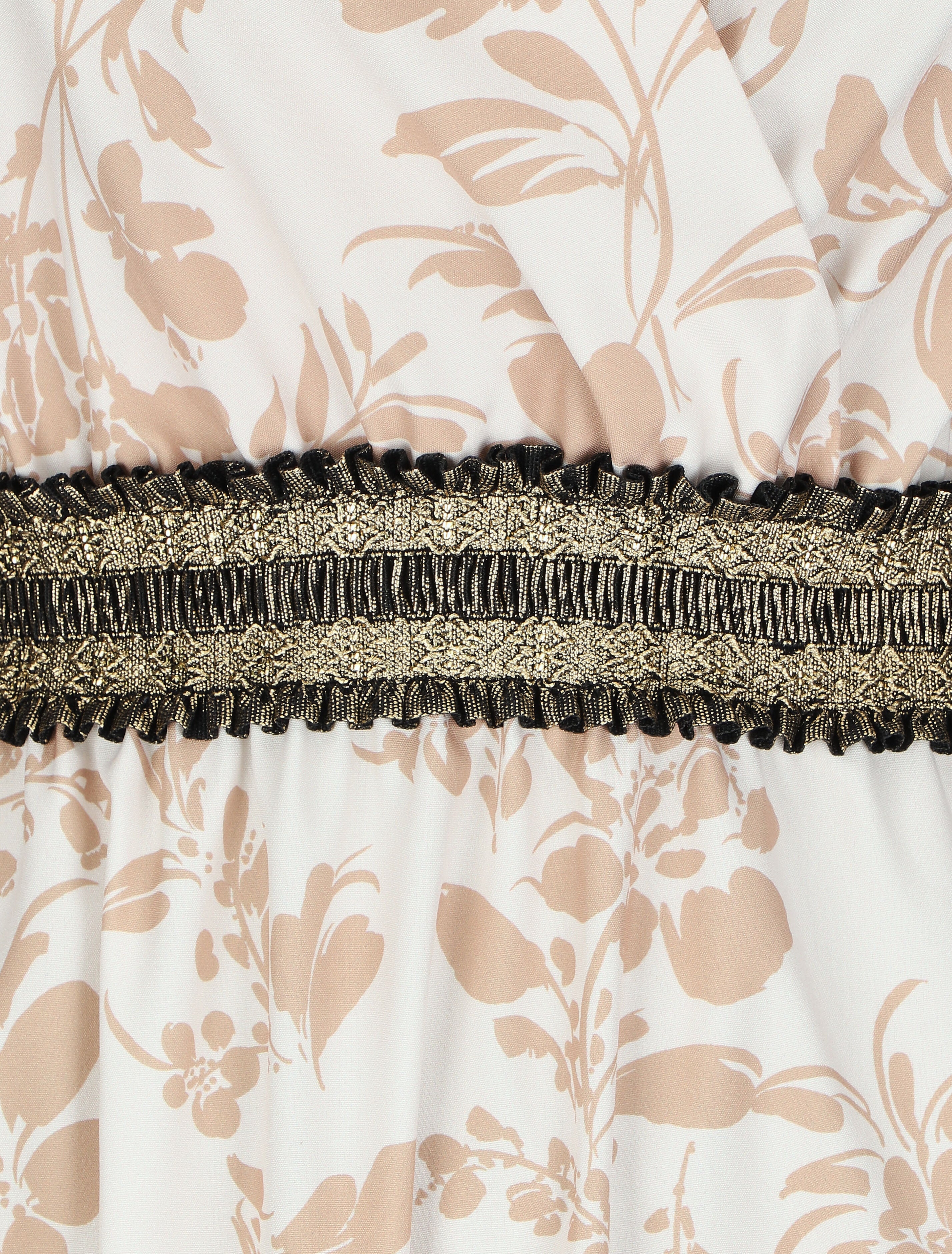 Robe longue imprimé fleuri à taille élastiquée irisée - Beige - 3