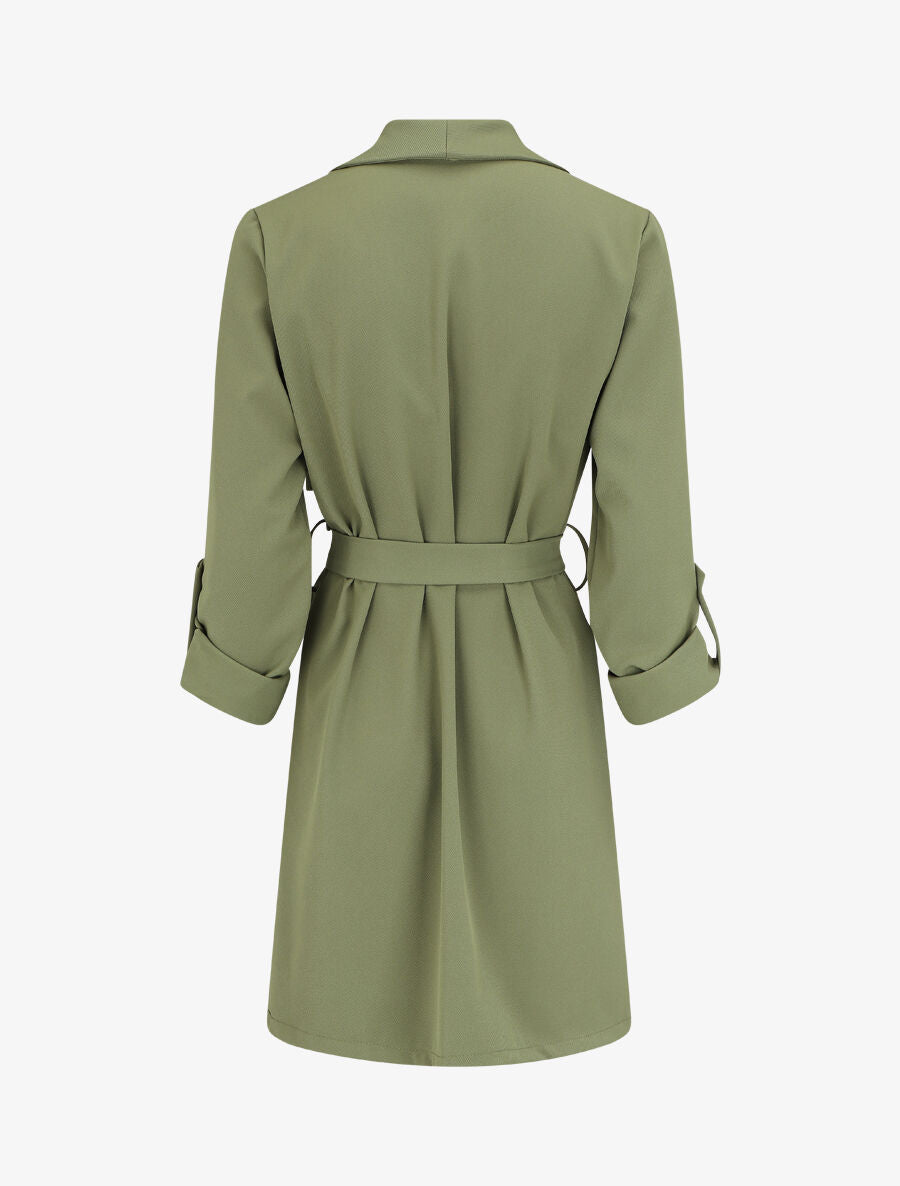 Veste mi-longue col cascade - Kaki - 2