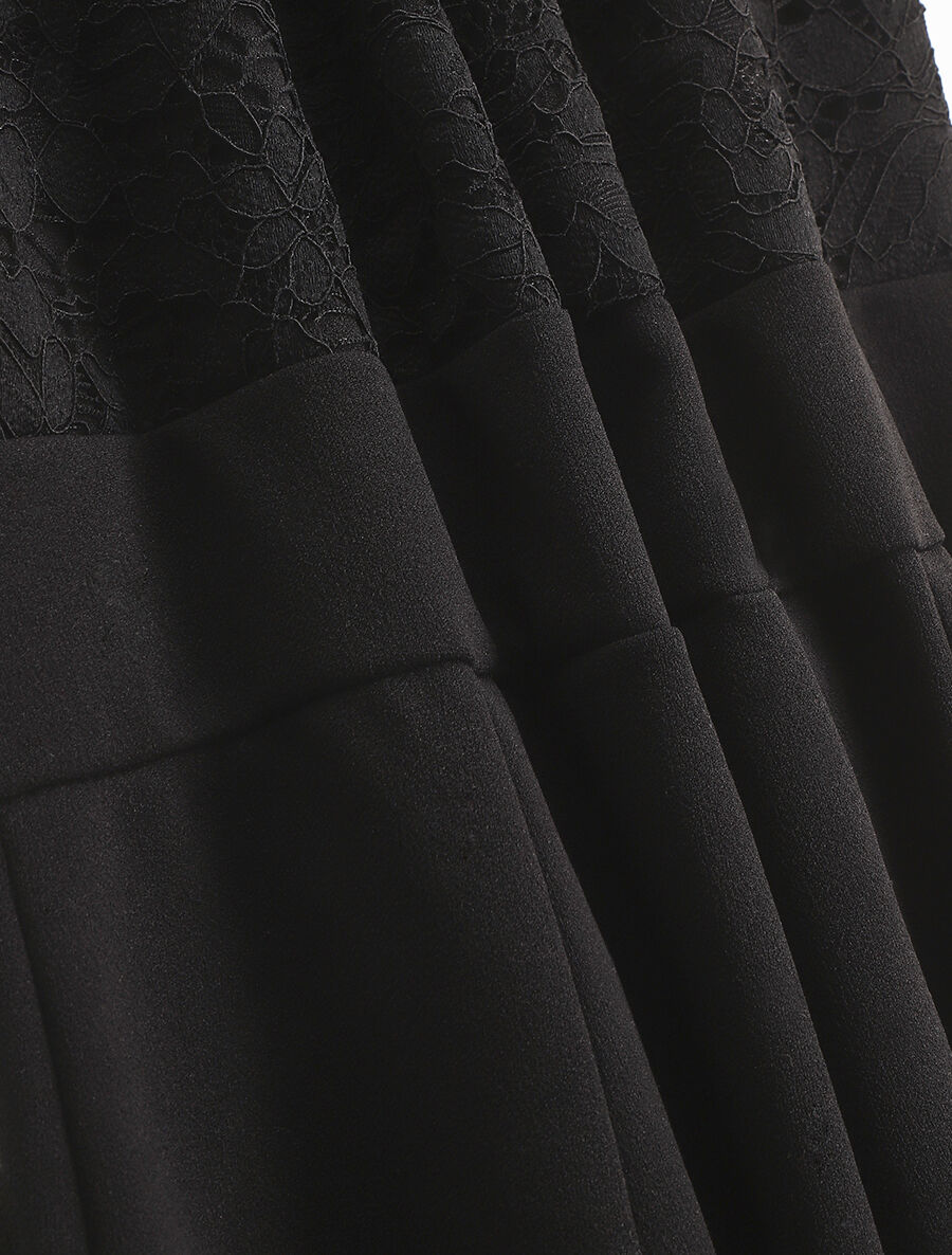 Combinaison manches courtes et dentelle - Noir - 3