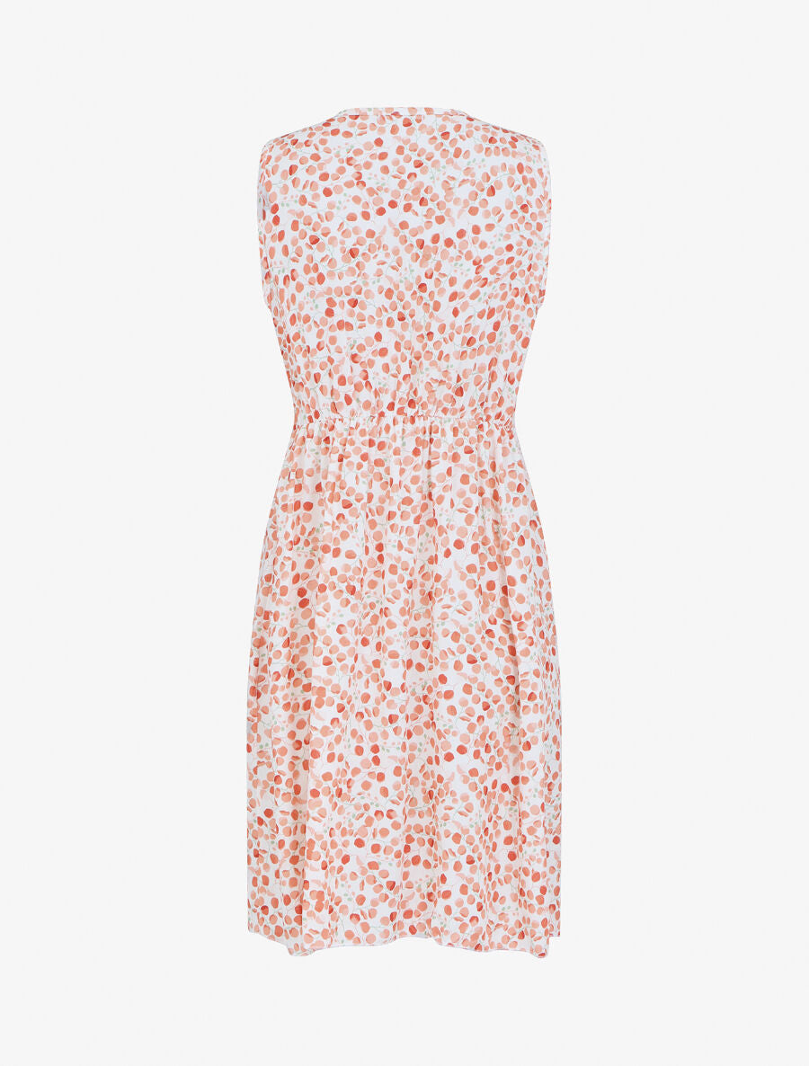 Robe mi-longue sans manches motif feuilles - Rose pêche - 2