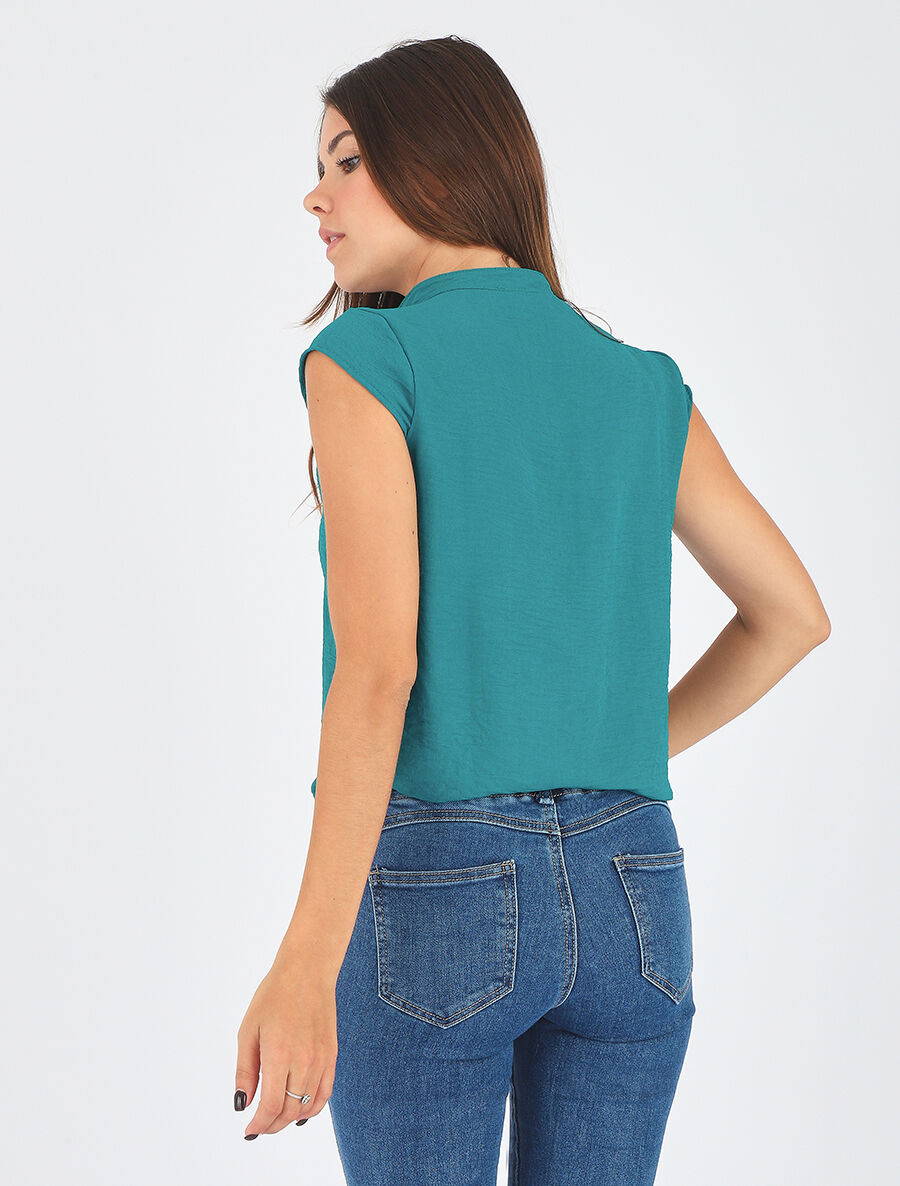 Top uni sans manches - Bleu canard - 5